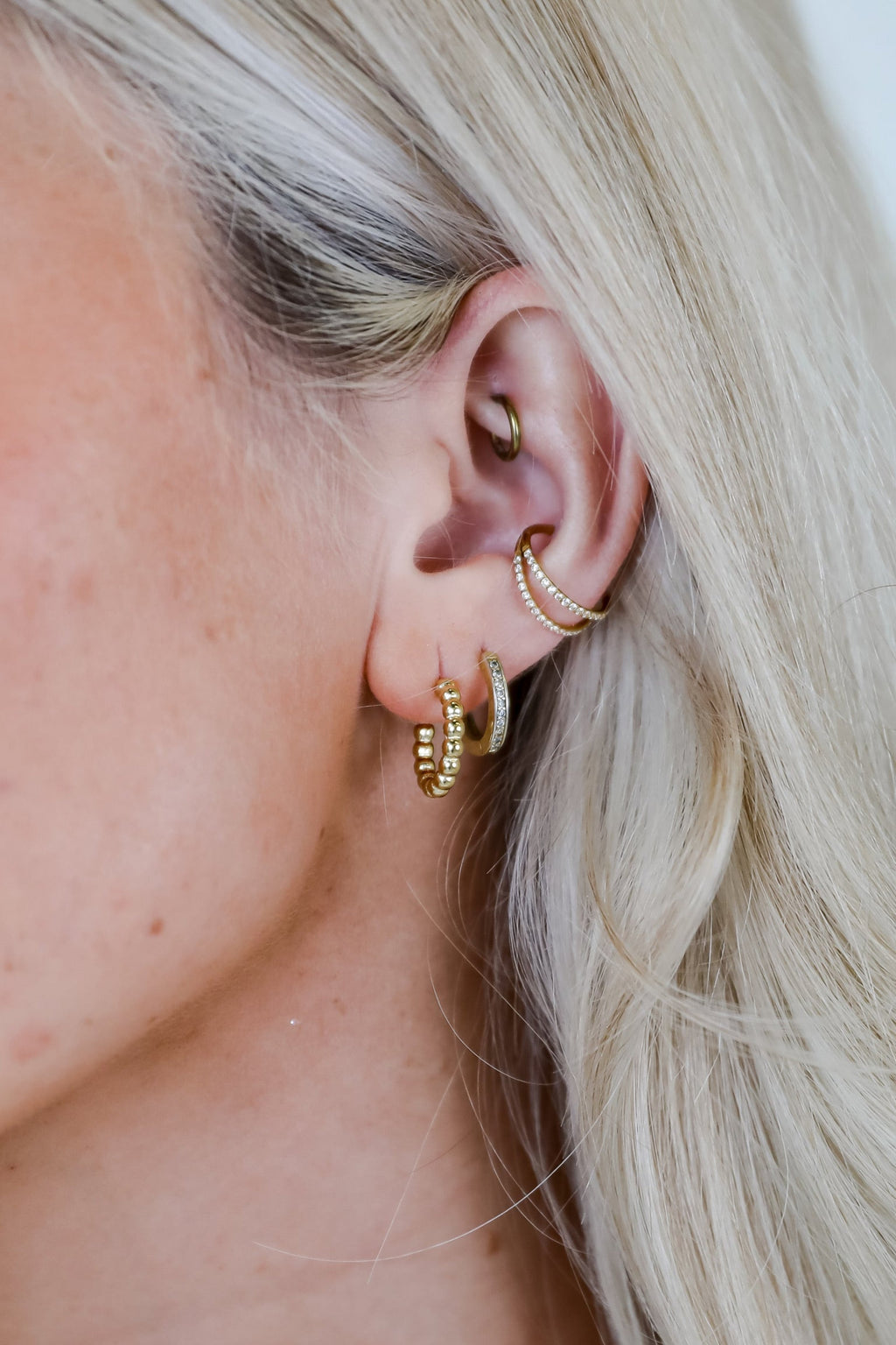 Eden Gold Beaded Mini Hoop Earrings