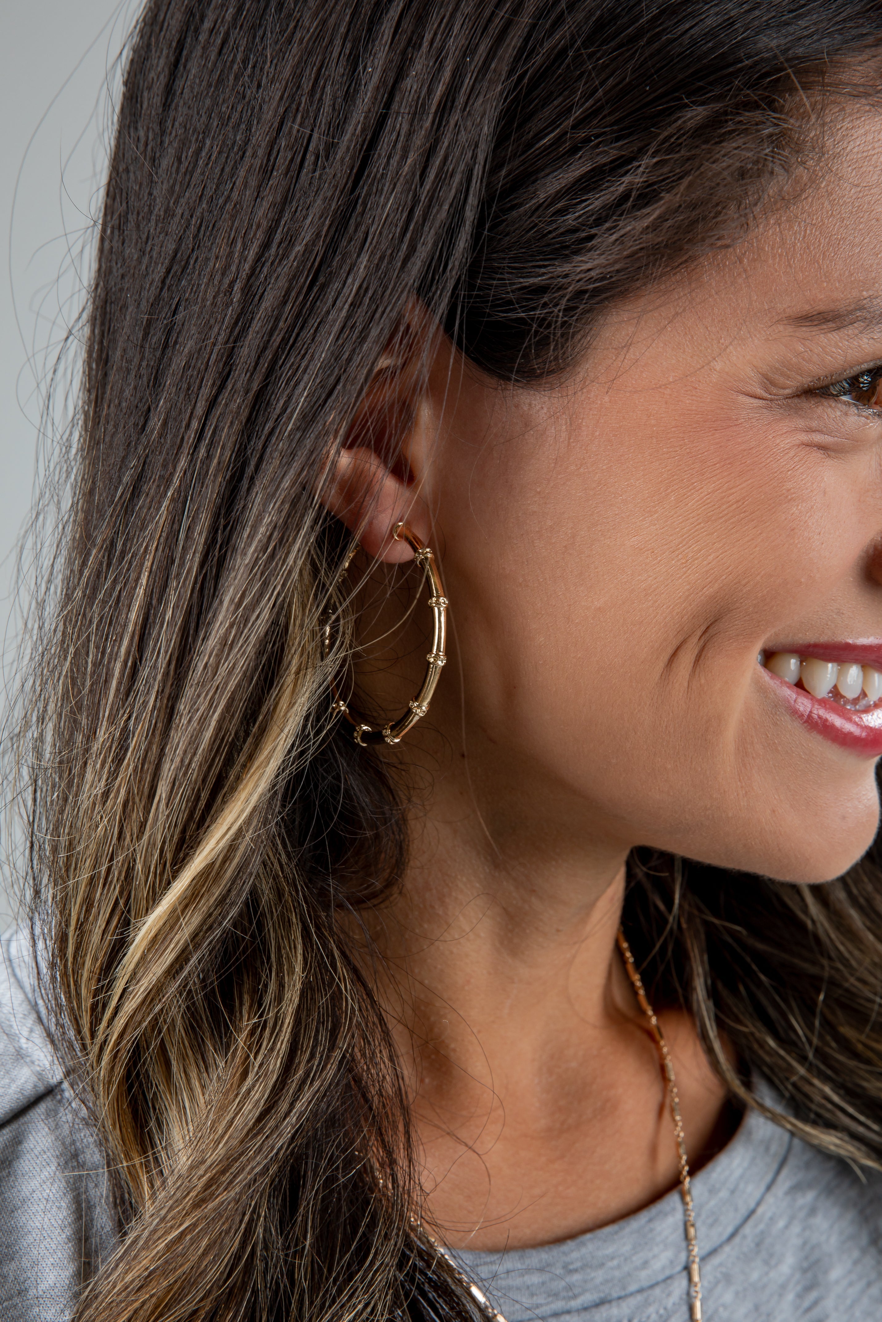 Michelle Gold Textured Hoop Earrings