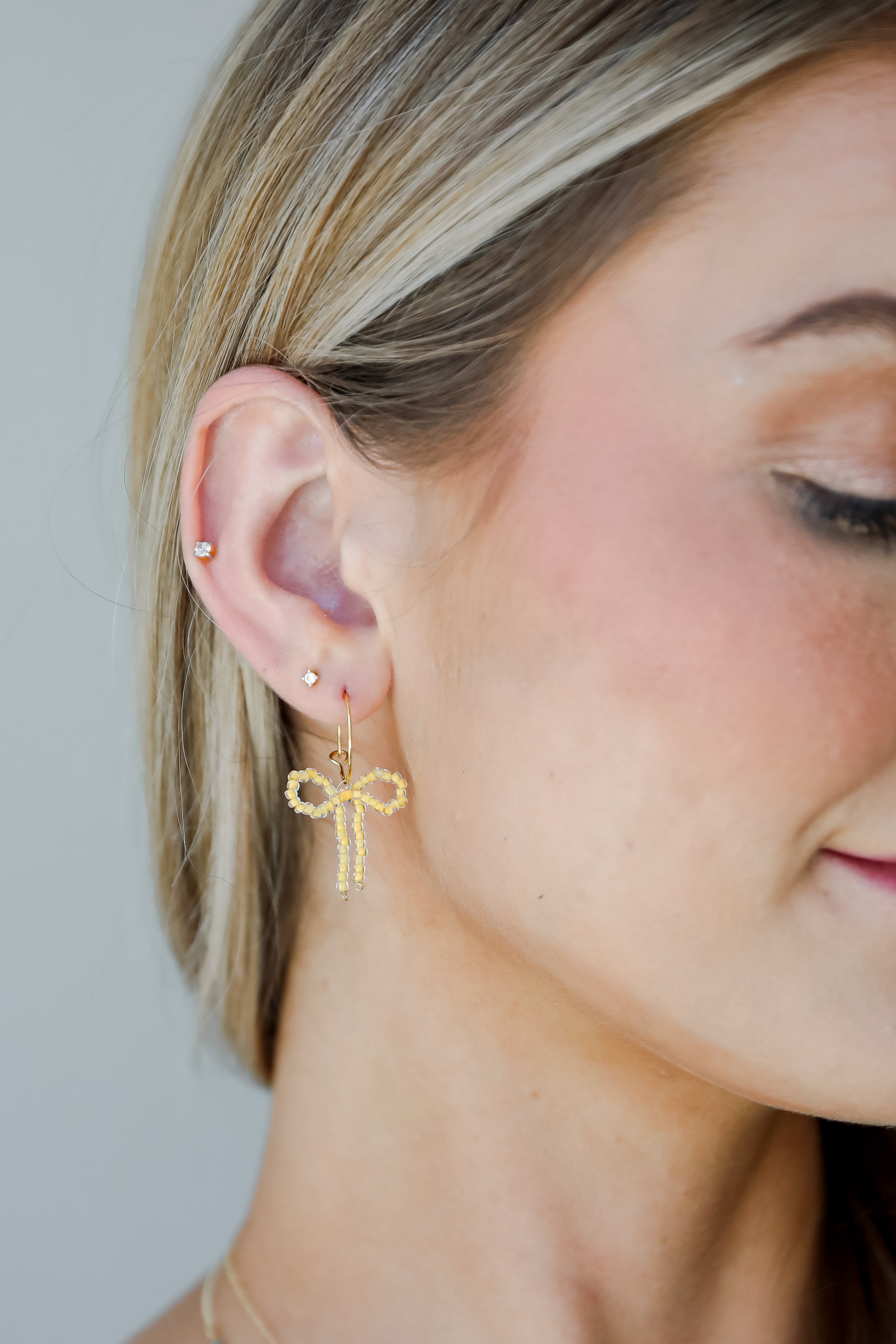 FINAL SALE - Sara Gold Bow Drop Earrings