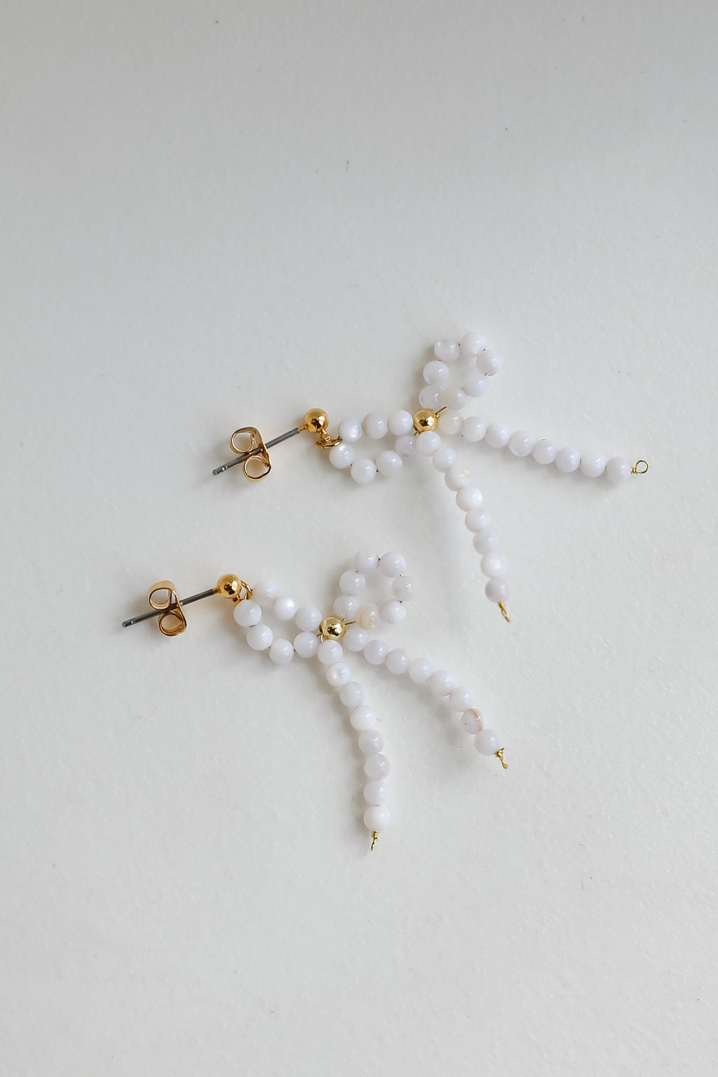 FINAL SALE - Blaire White Bow Drop Earrings