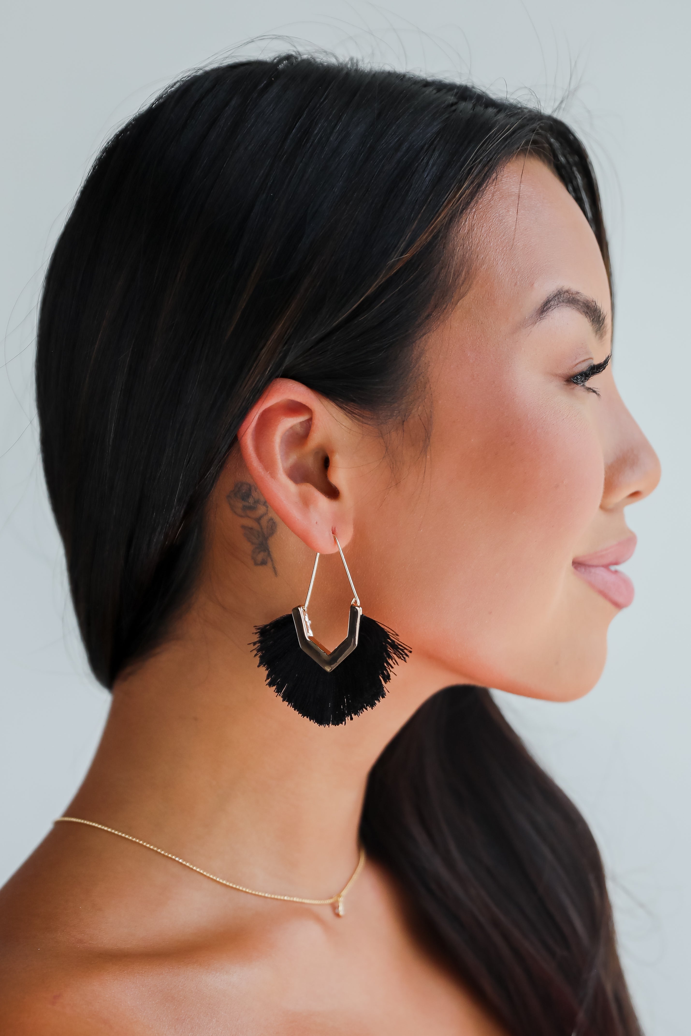 FINAL SALE - Teagan Black Fringe Statement Earrings