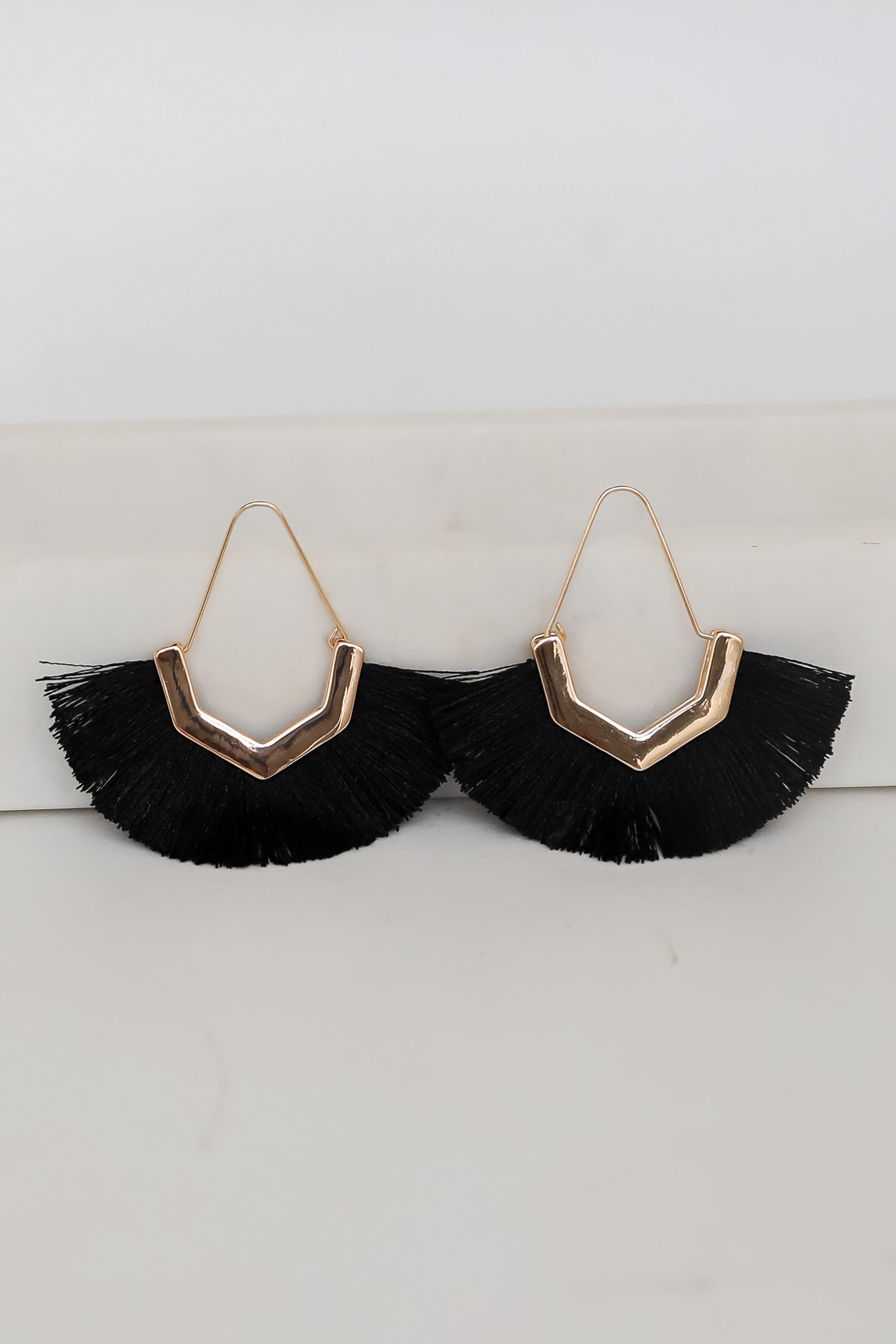 FINAL SALE - Teagan Black Fringe Statement Earrings