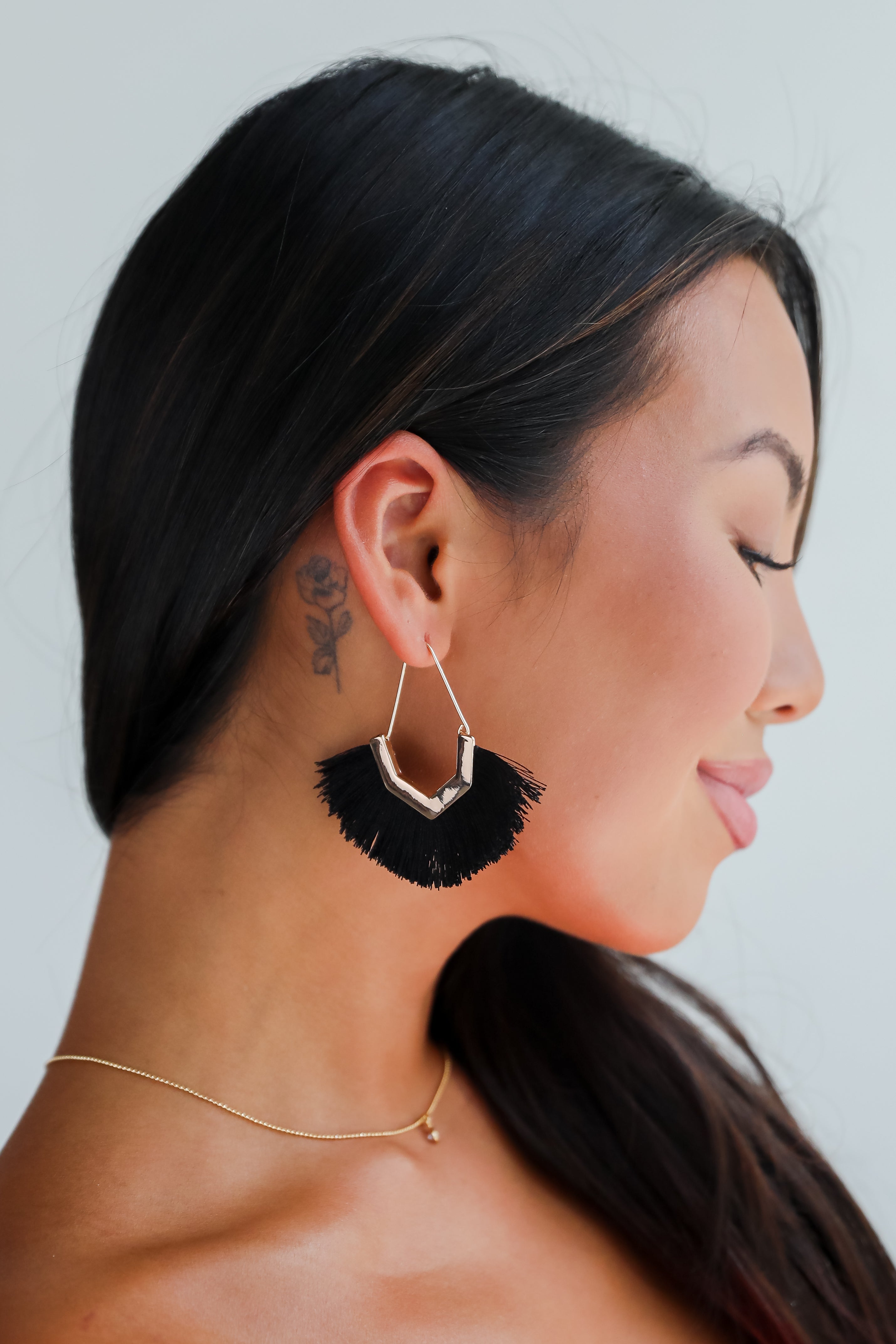 FINAL SALE - Teagan Black Fringe Statement Earrings