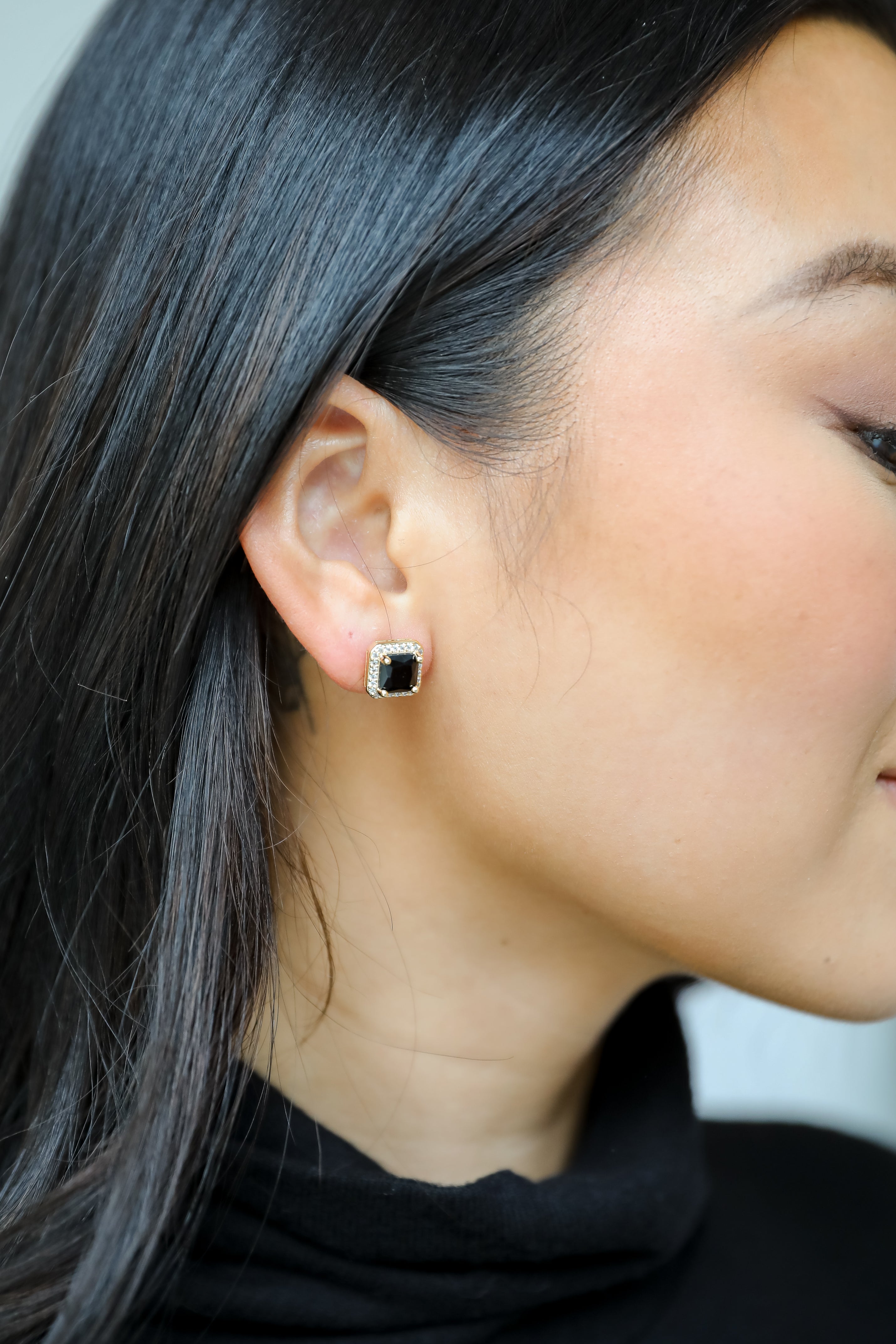FINAL SALE - Sutton Black Gemstone Stud Earrings