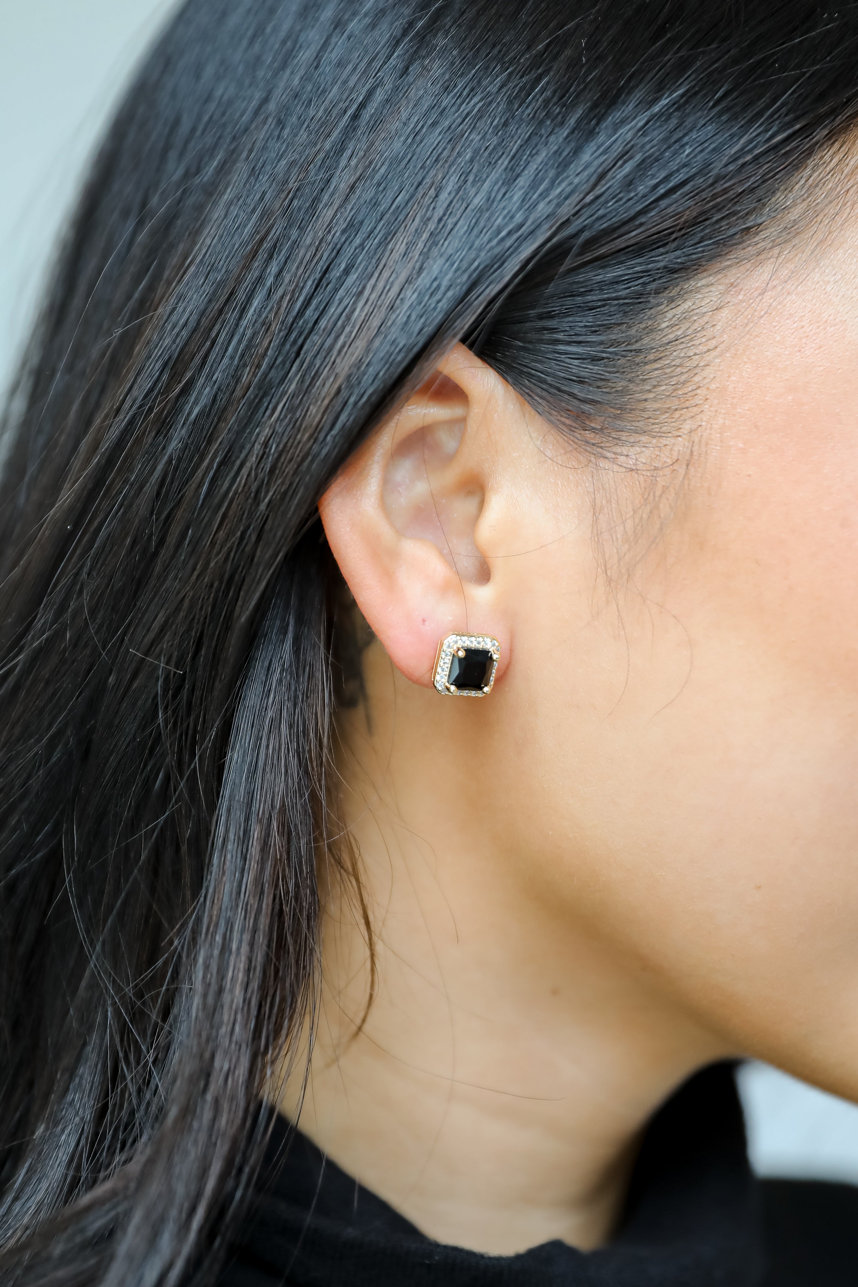 FINAL SALE - Sutton Black Gemstone Stud Earrings