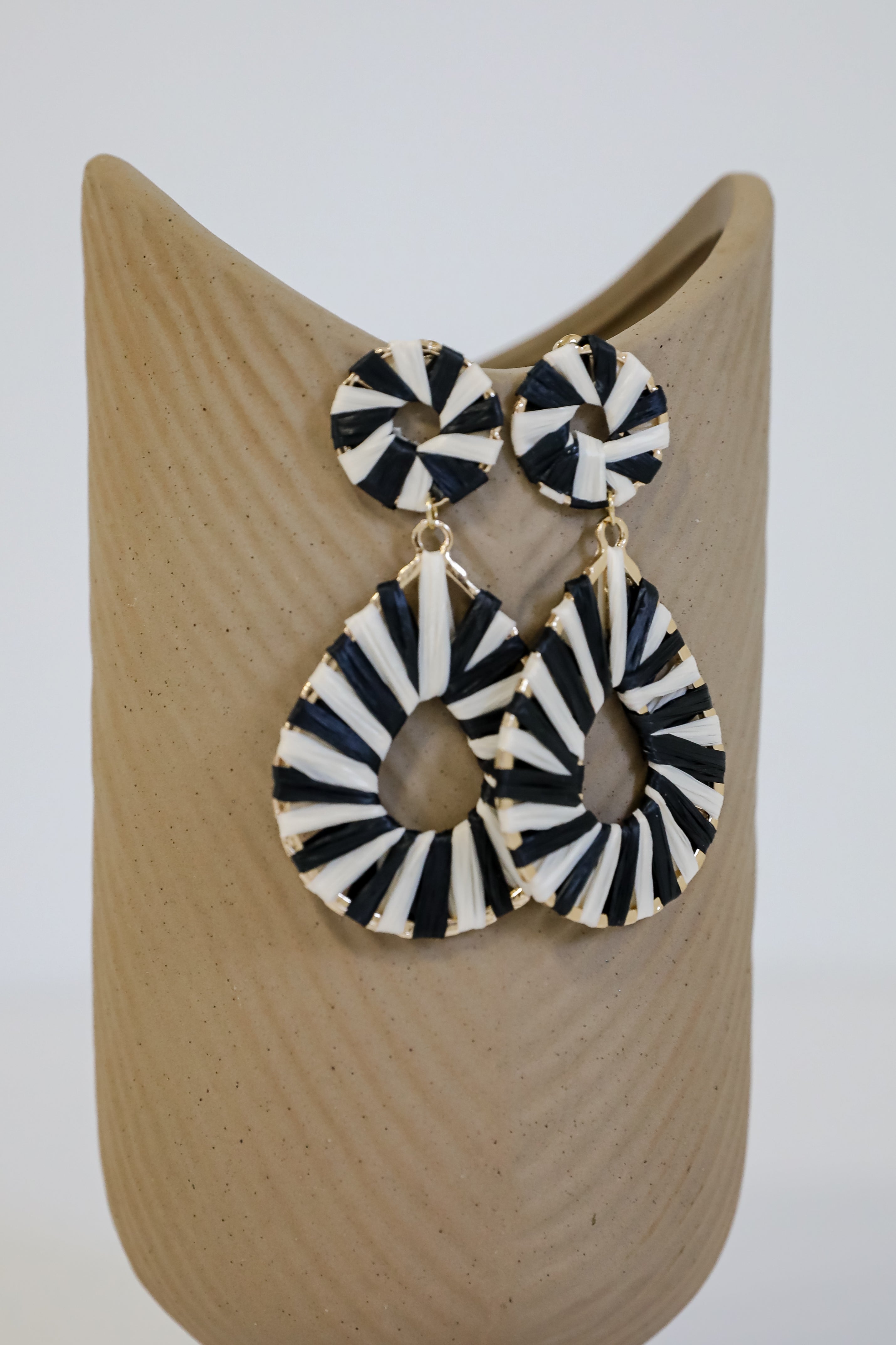 FINAL SALE - Kate Black Straw Statement Earrings
