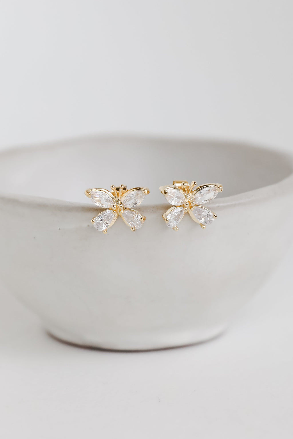 FINAL SALE - Tori Gold Gemstone Butterfly Stud Earrings