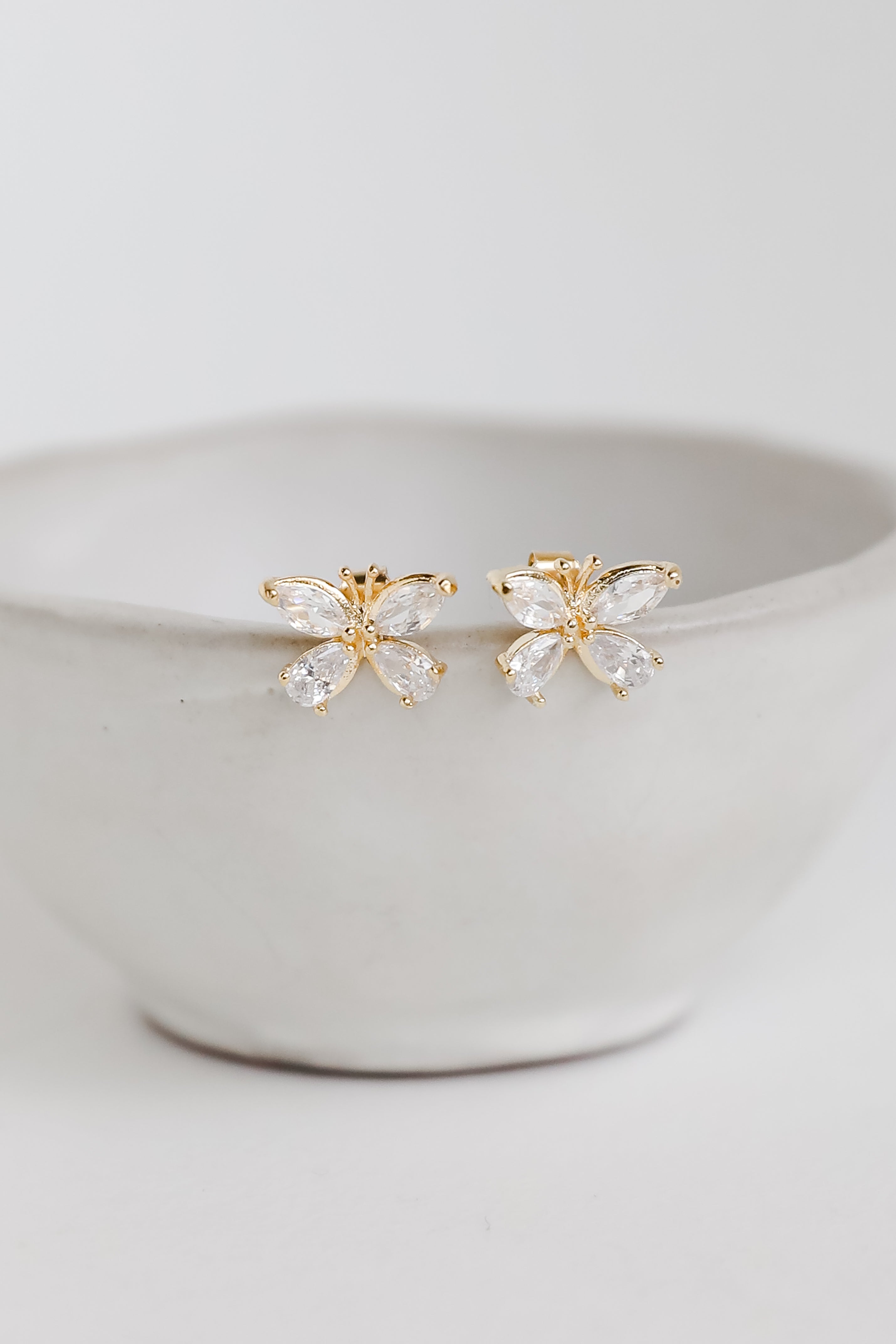 FINAL SALE - Tori Gold Gemstone Butterfly Stud Earrings