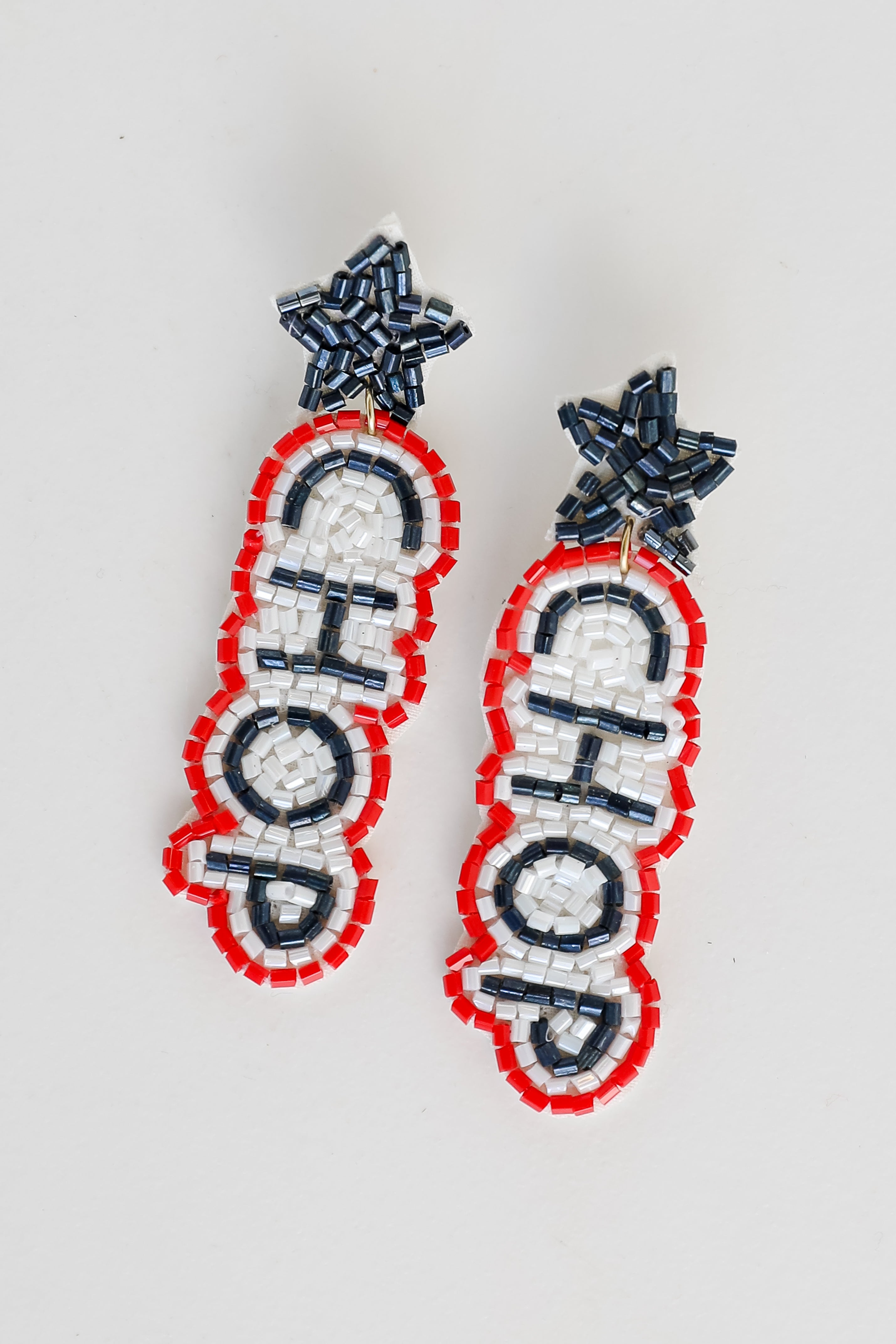 Navy Chop Chop Beaded Drop Earrings