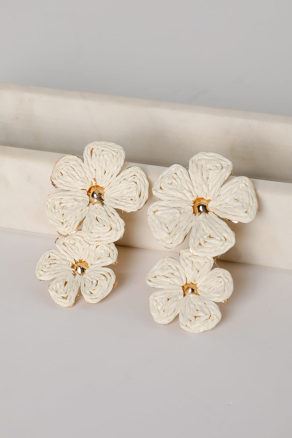 Gracie Straw Flower Drop Earrings