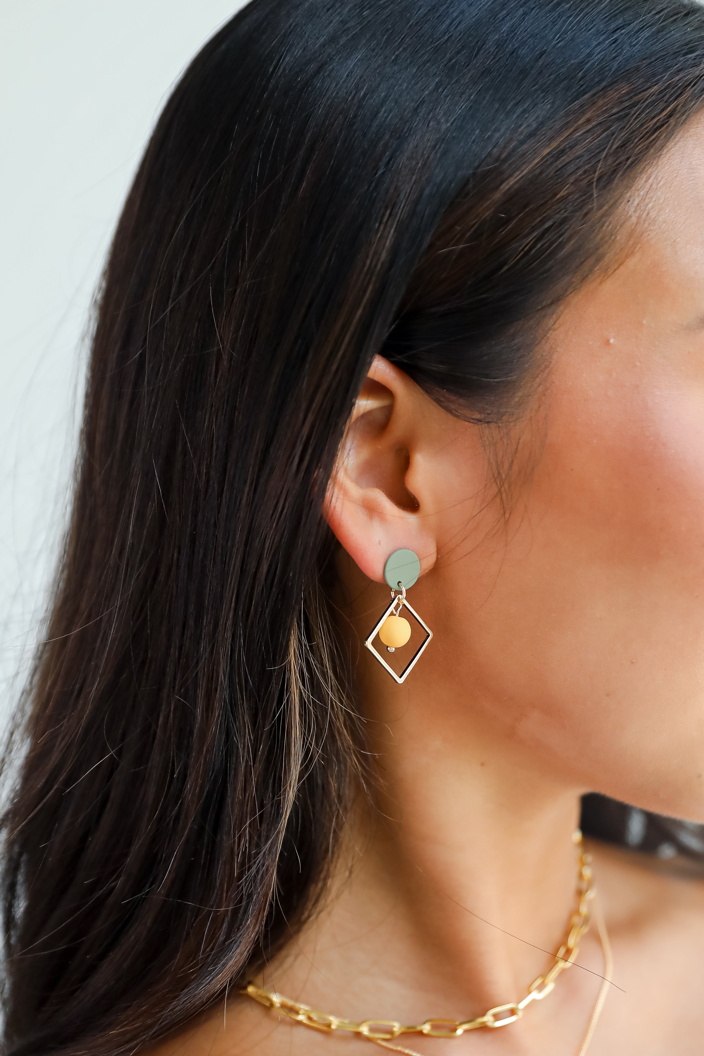 FINAL SALE - Kylie Green Square Drop Earrings