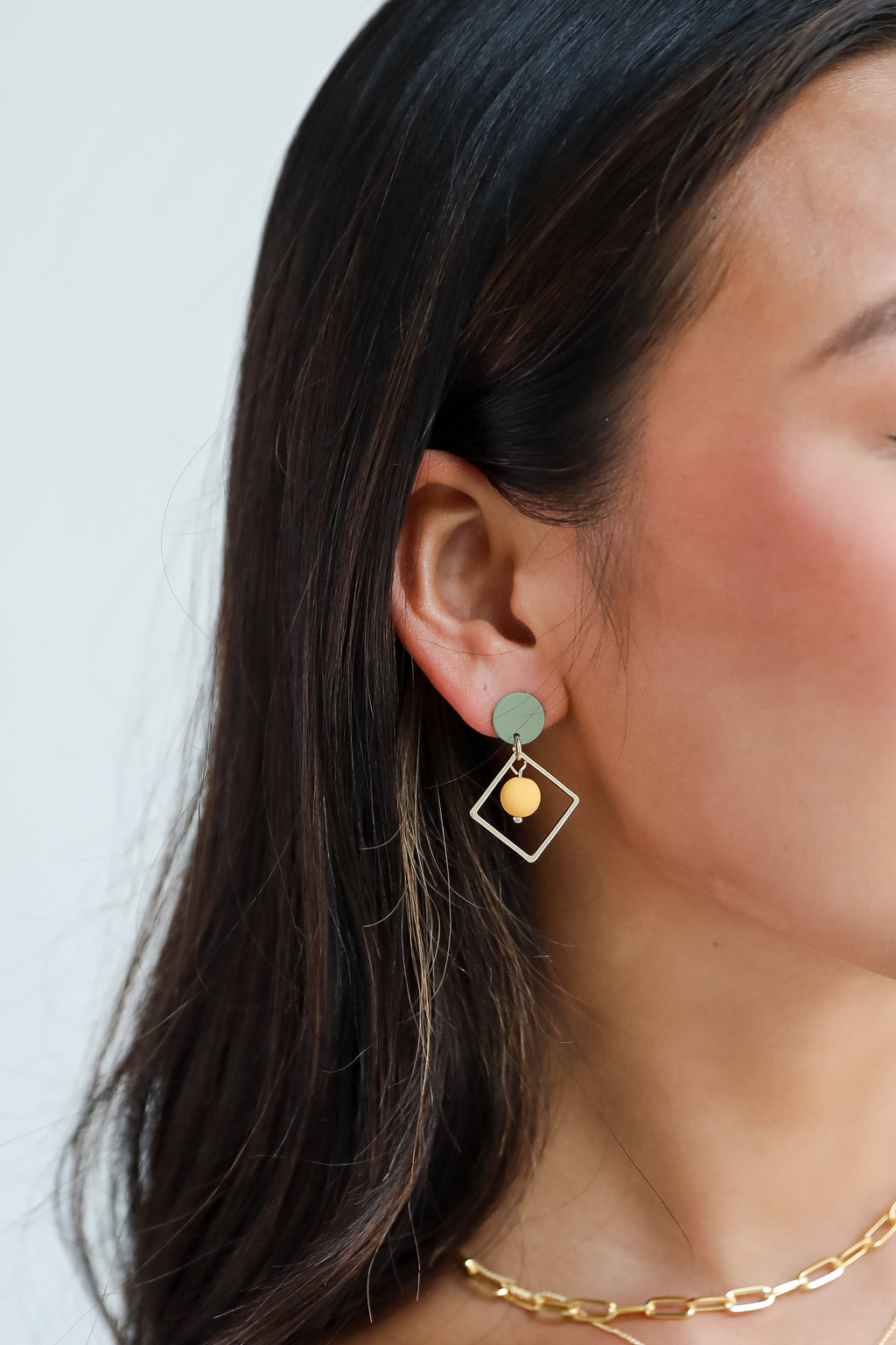FINAL SALE - Kylie Green Square Drop Earrings