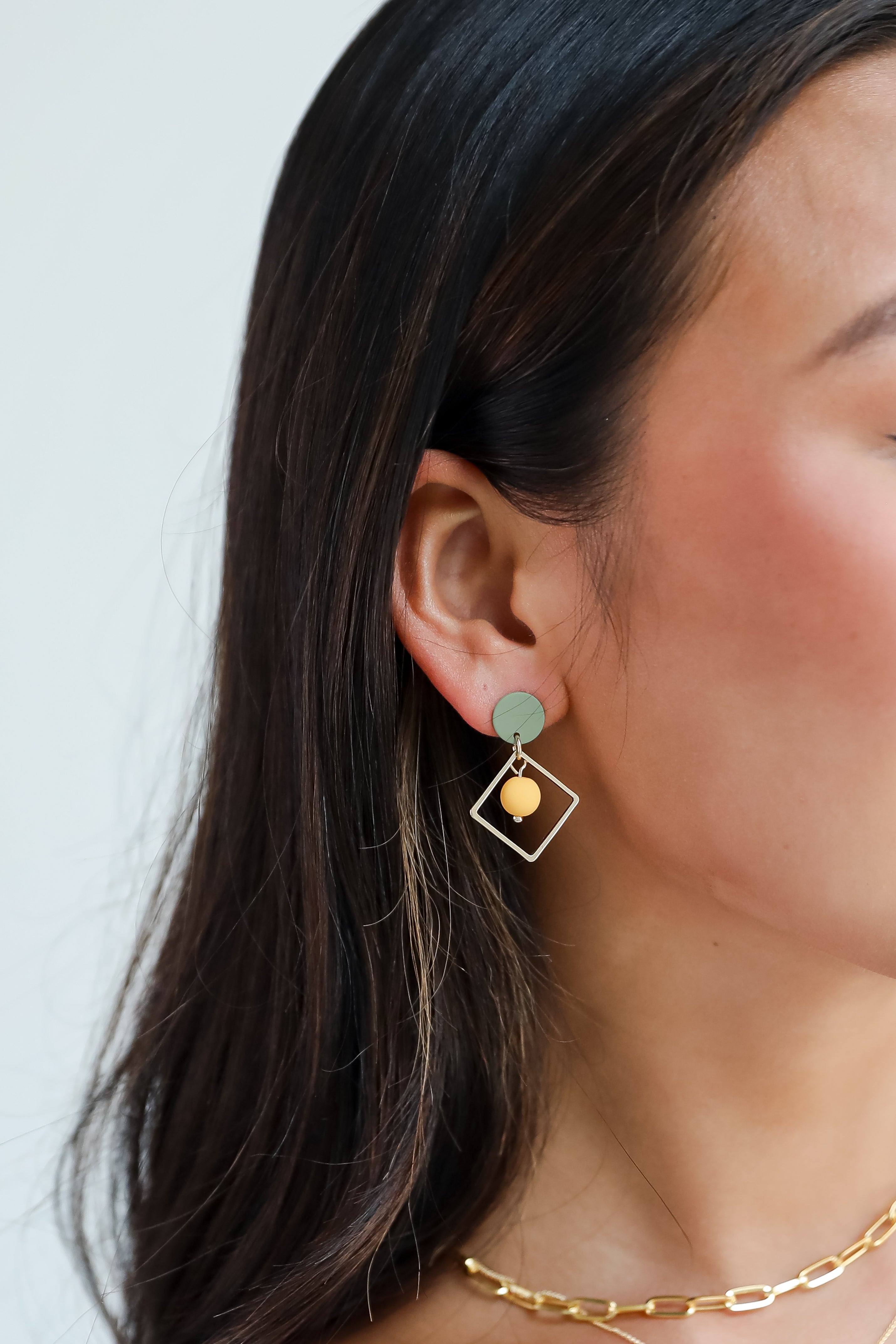FINAL SALE - Kylie Green Square Drop Earrings