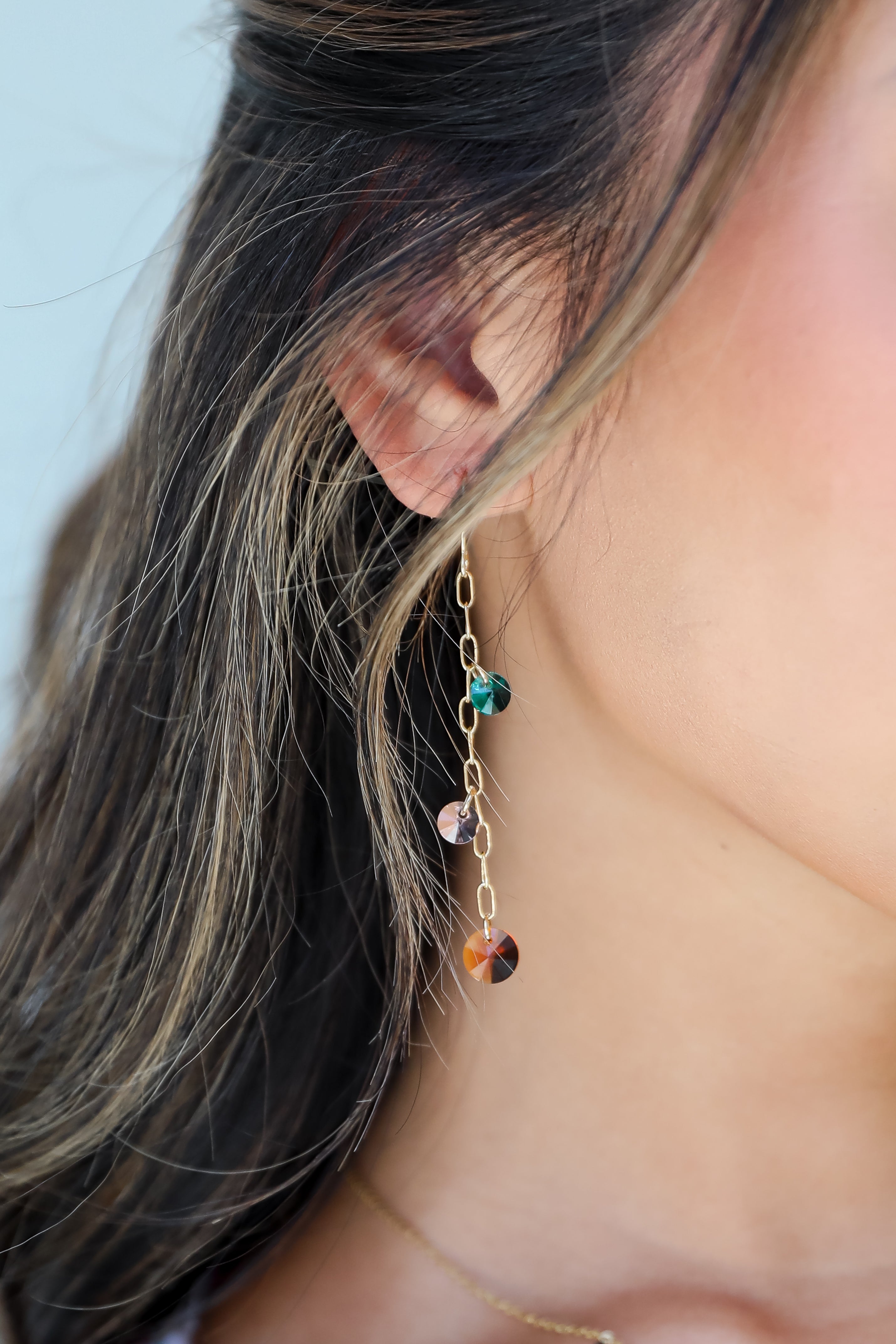 FINAL SALE - Selena Gold Gemstone Drop Earrings