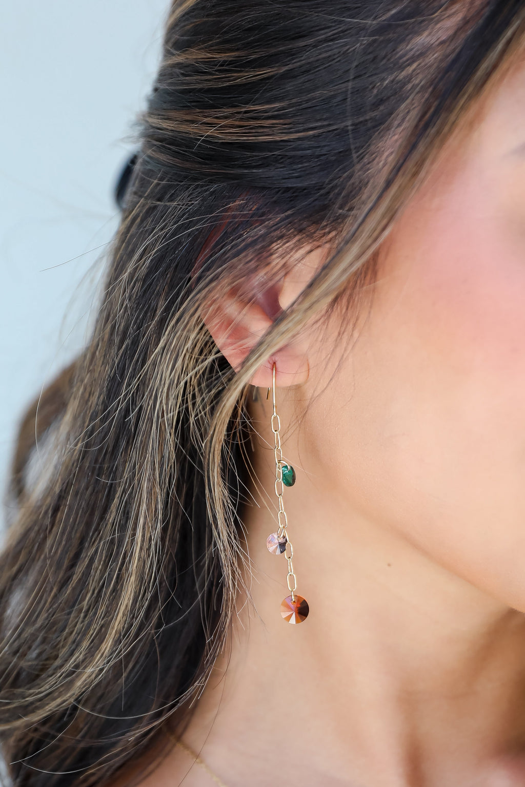 FINAL SALE - Selena Gold Gemstone Drop Earrings