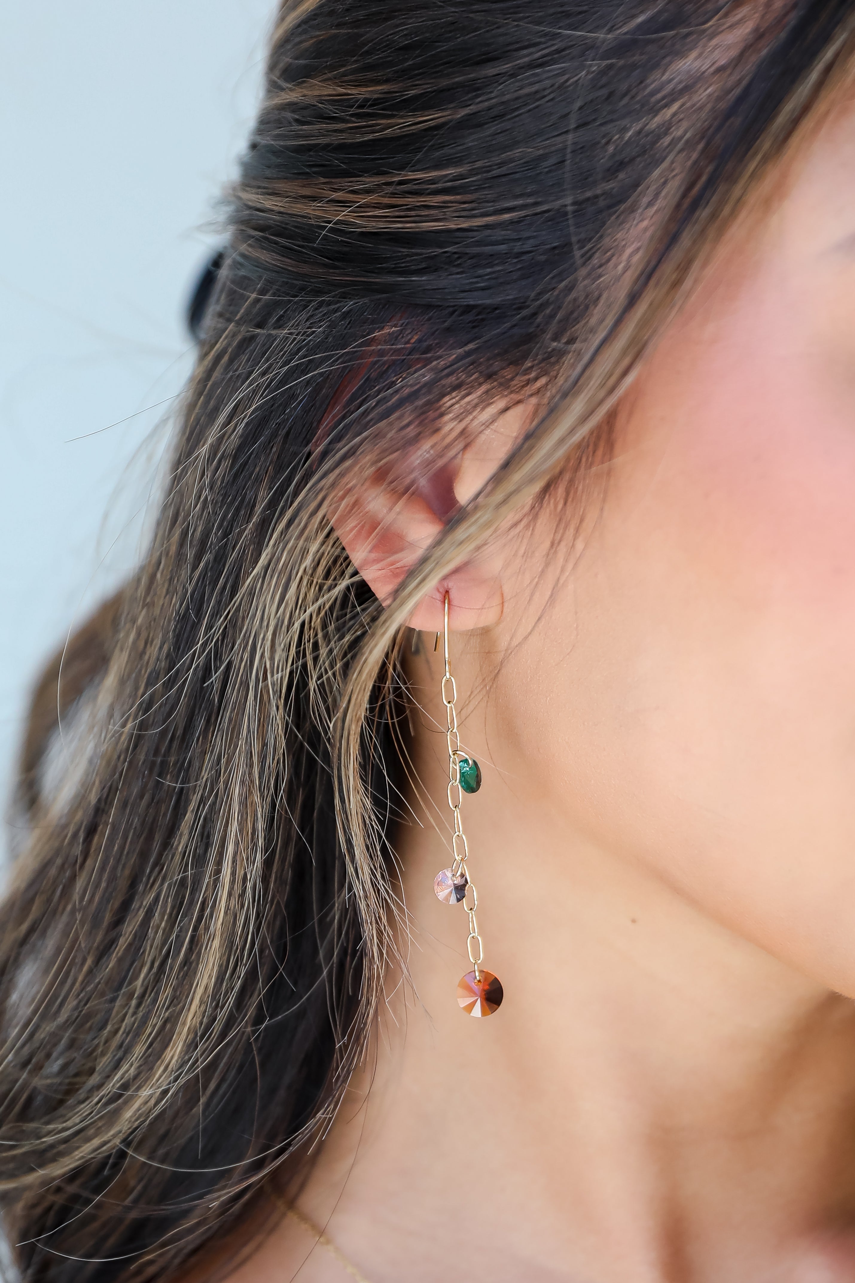 FINAL SALE - Selena Gold Gemstone Drop Earrings