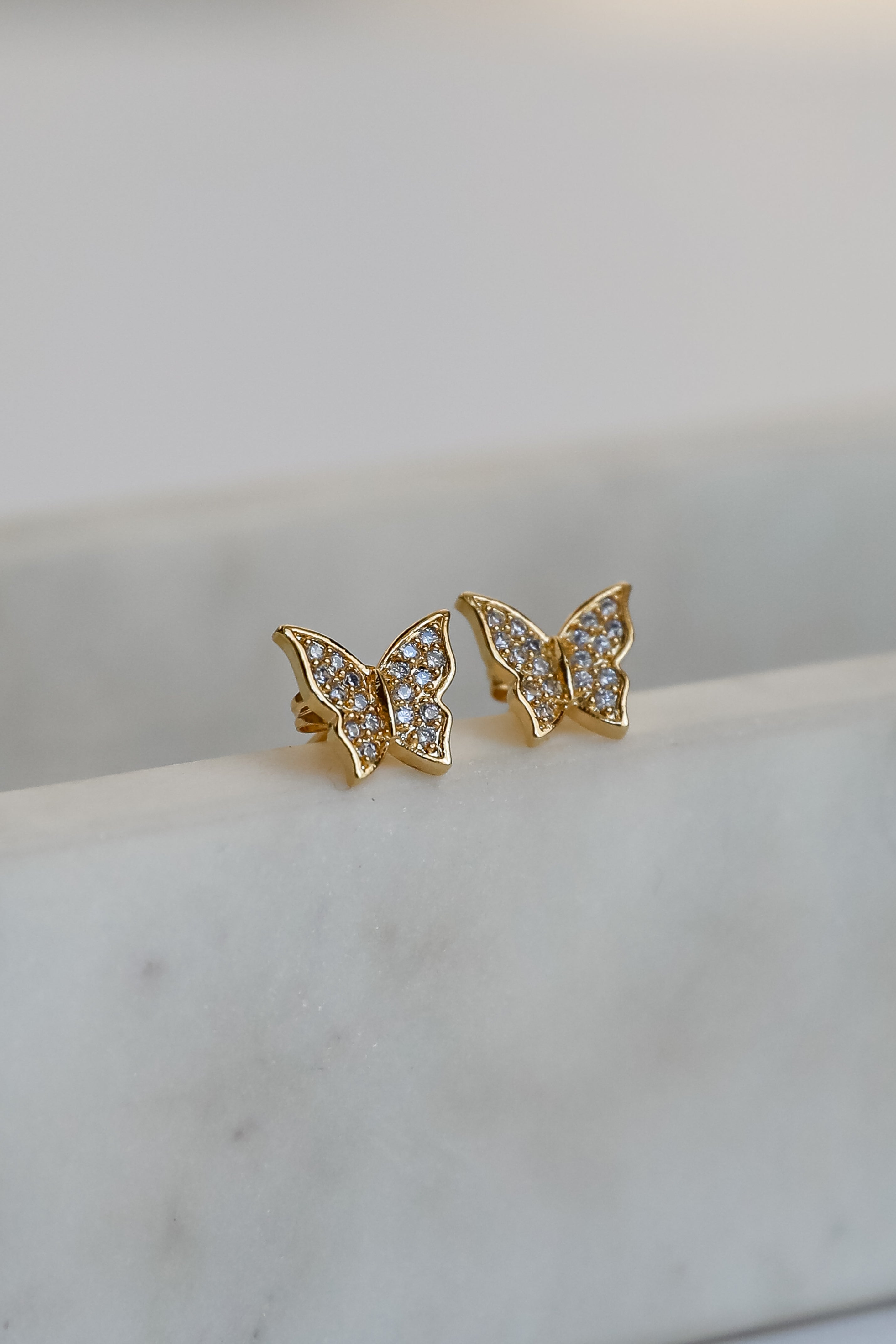Lola Gold Rhinestone Butterfly Stud Earrings