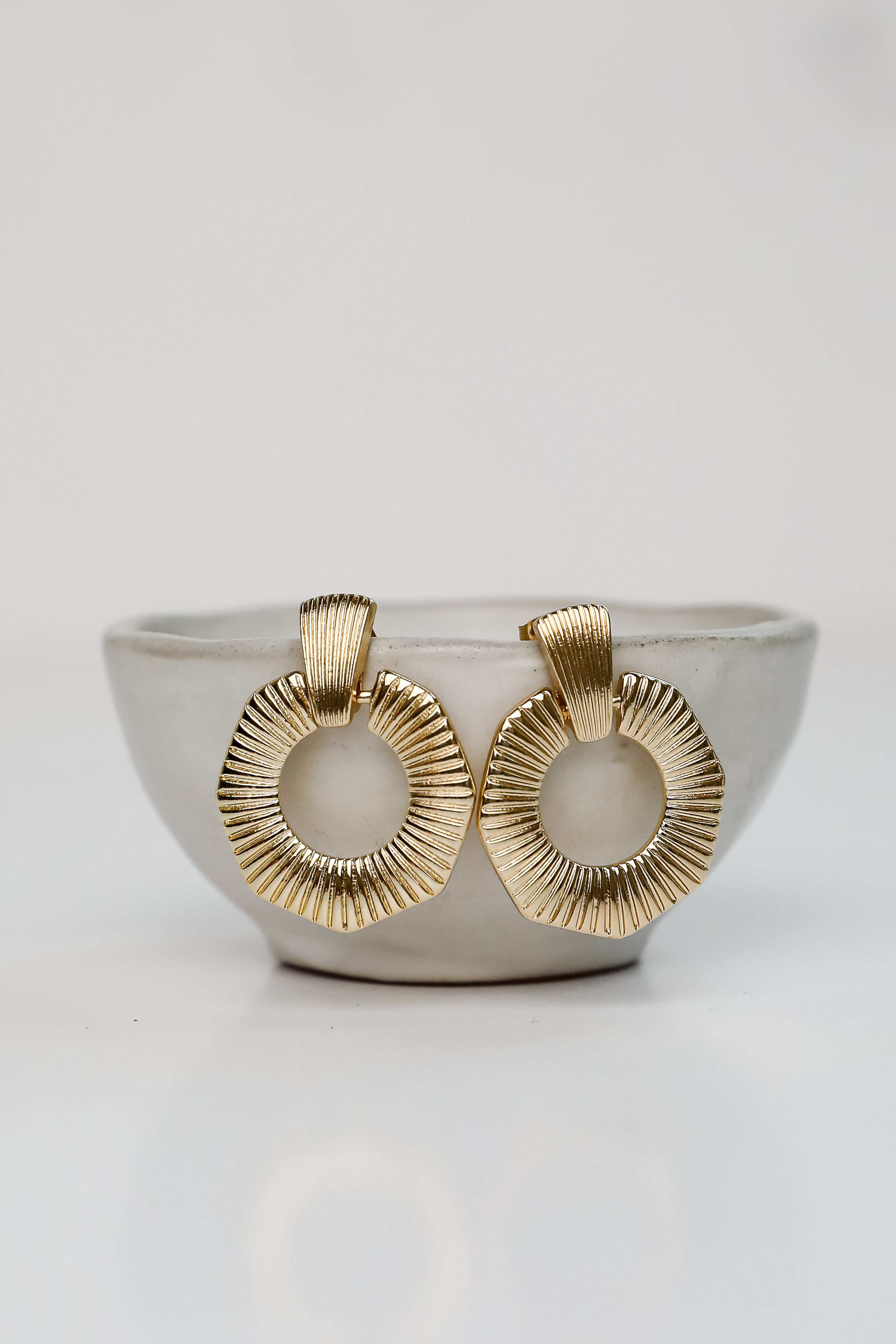 FINAL SALE - Laura Gold Circle Drop Earrings
