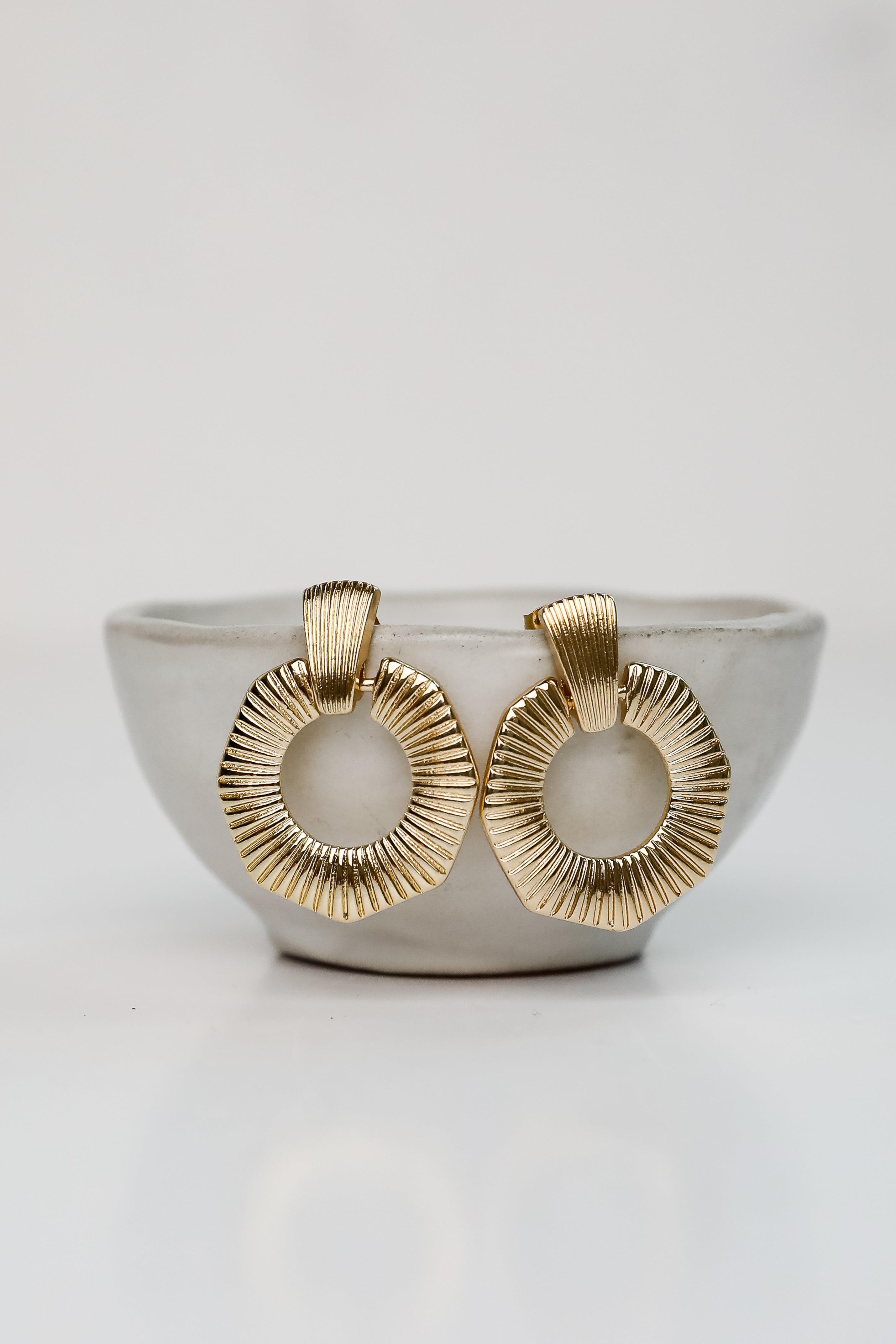 FINAL SALE - Laura Gold Circle Drop Earrings