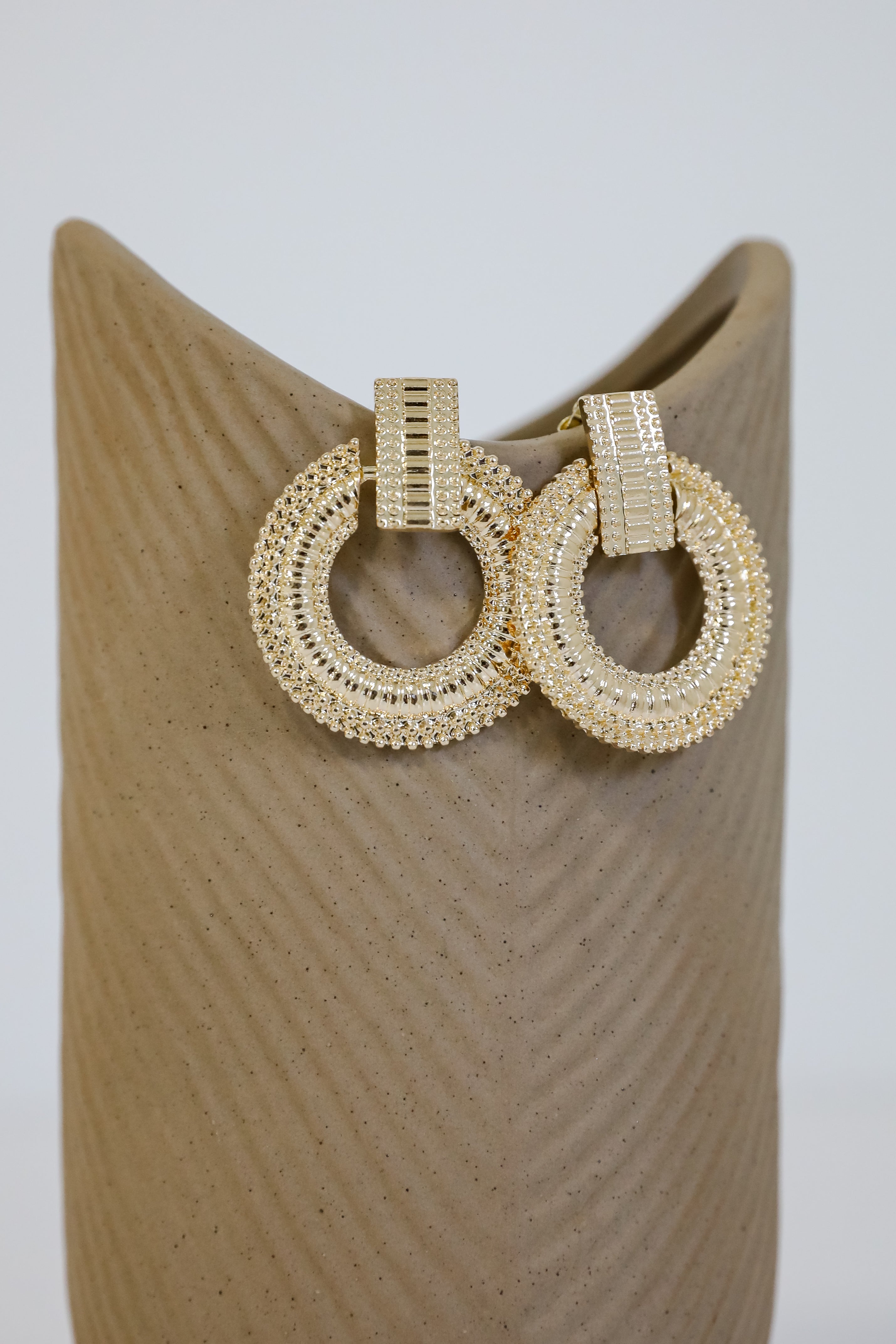Melissa Gold Textured Statement Earrings