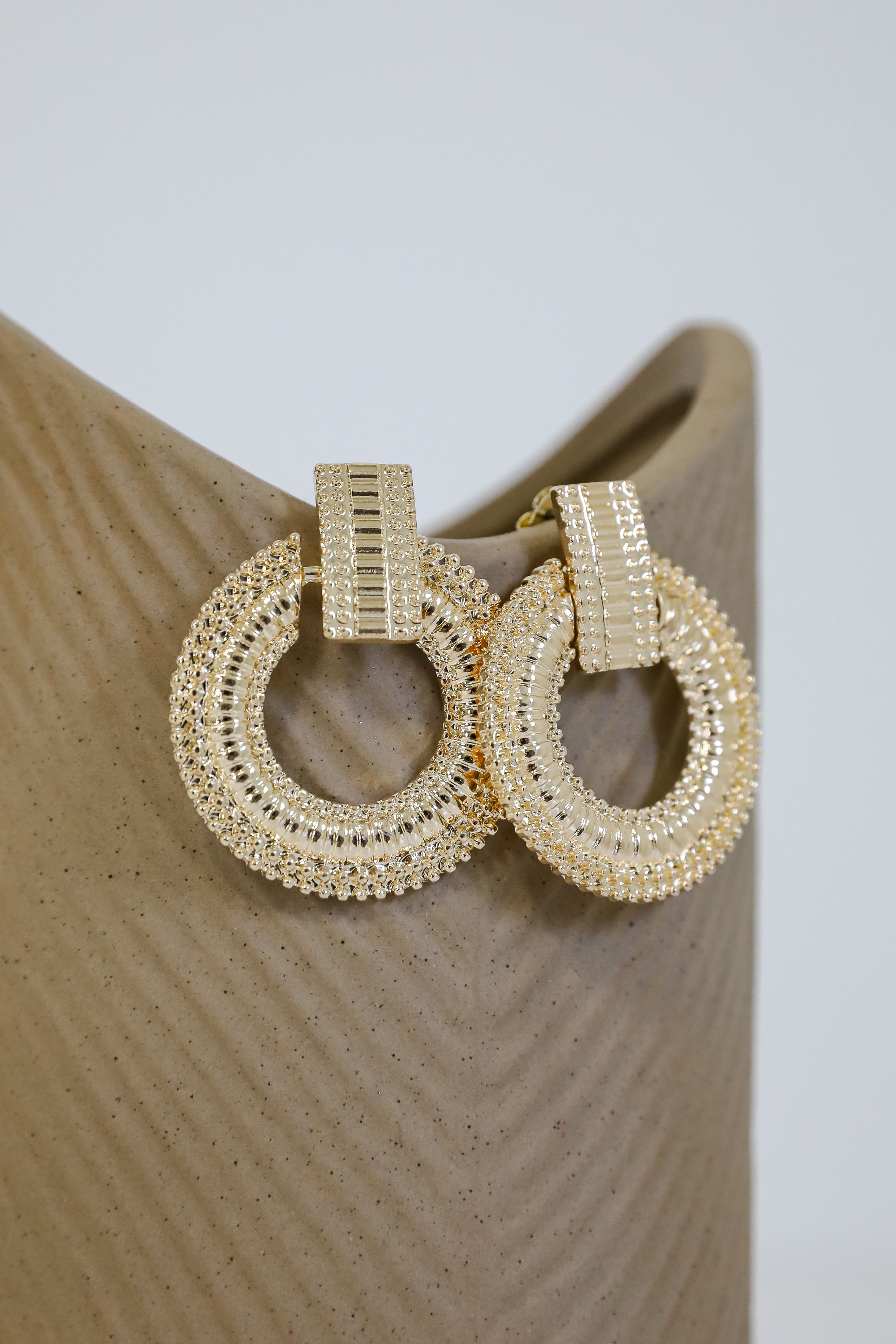 Melissa Gold Textured Statement Earrings