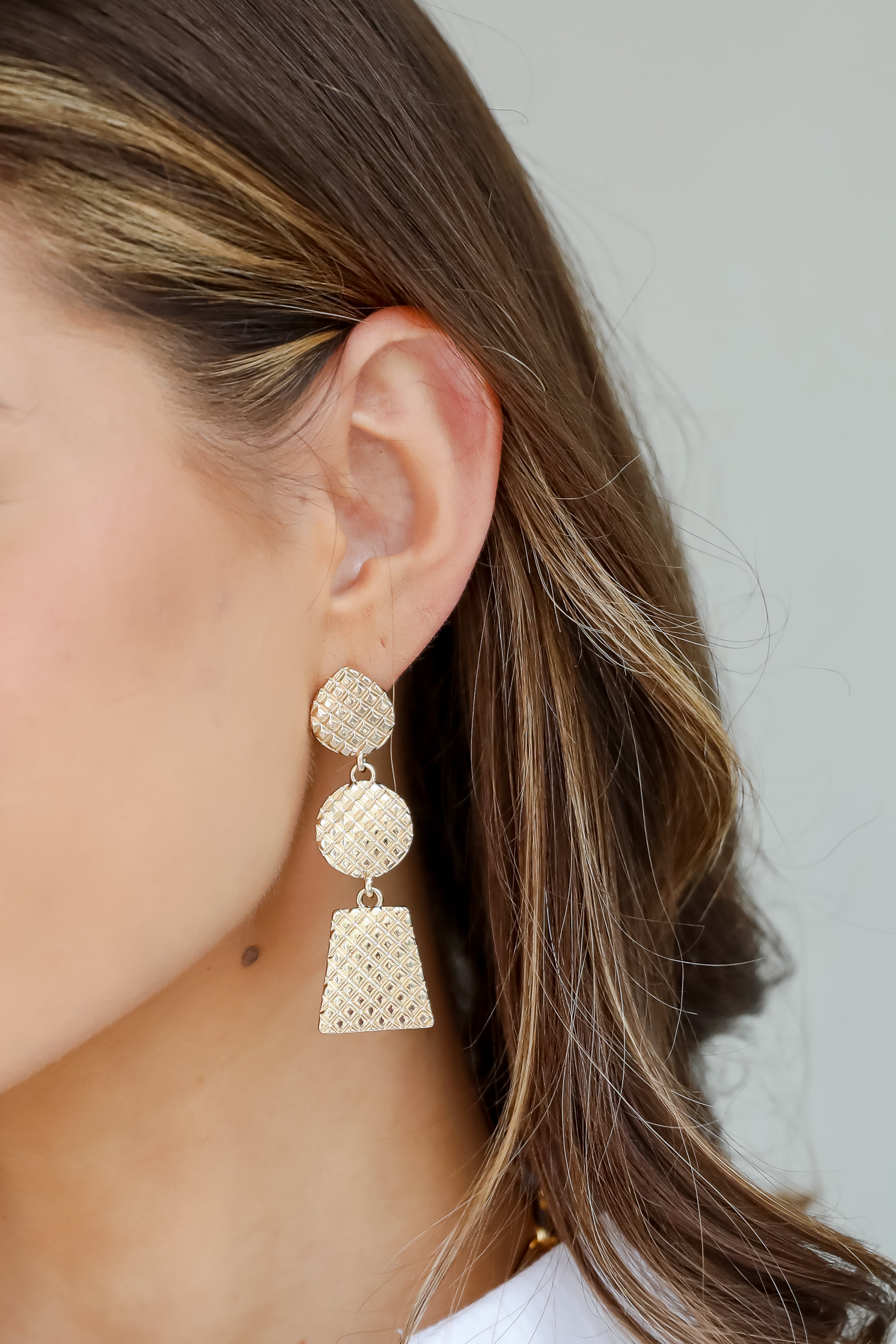 FINAL SALE - Riley Gold Textured Drop Earrings