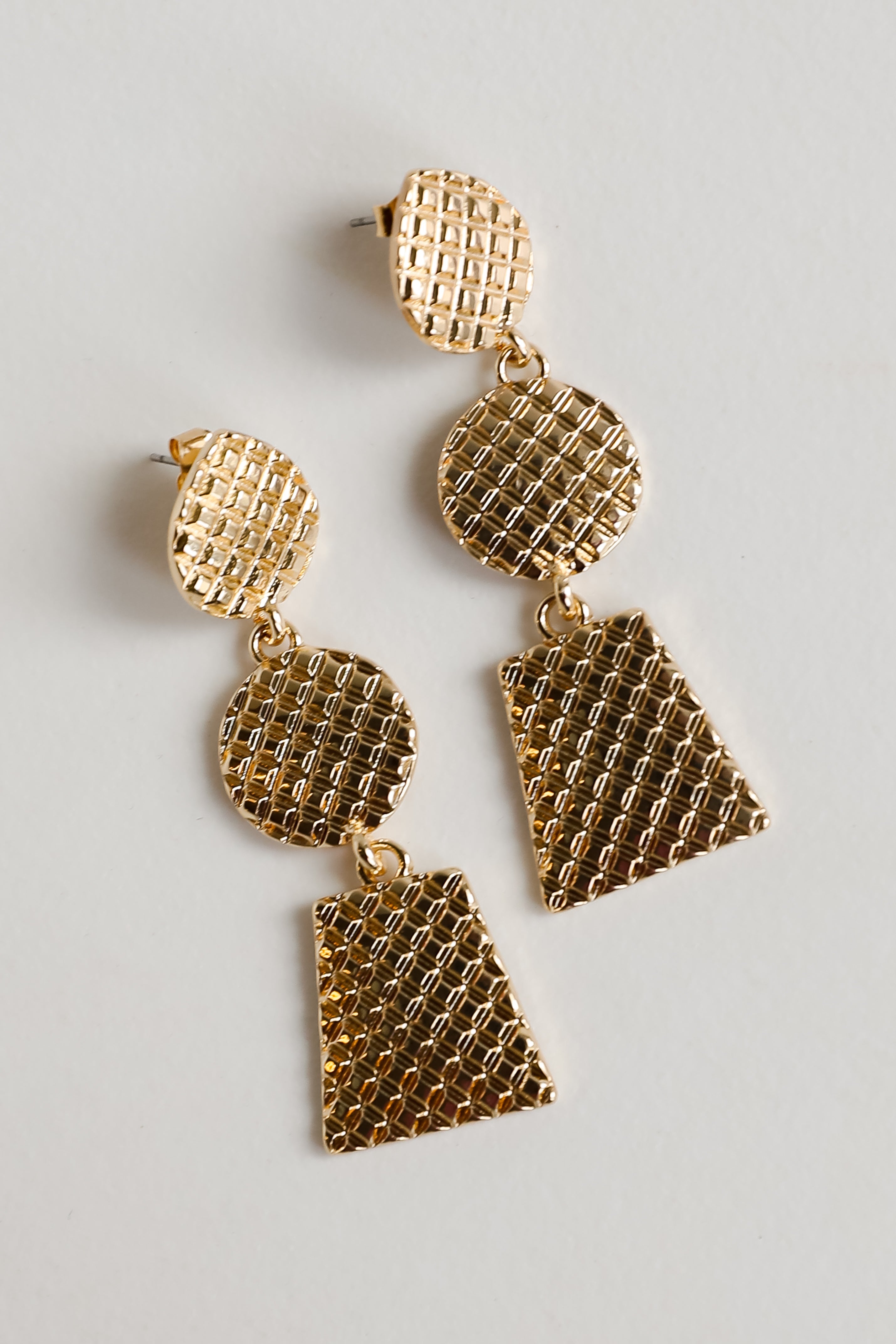 FINAL SALE - Riley Gold Textured Drop Earrings