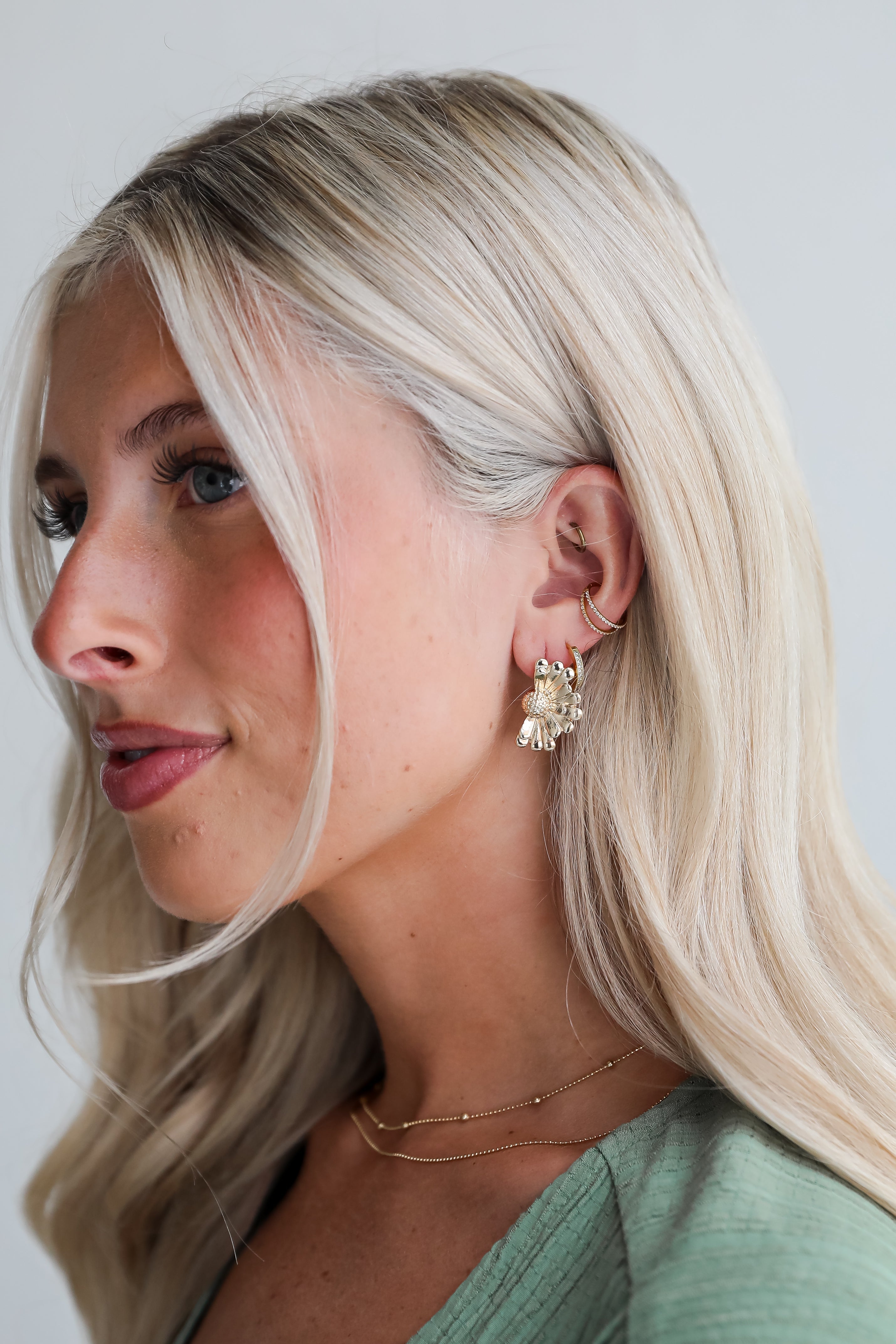 FINAL SALE - Victoria Gold Flower Stud Earrings