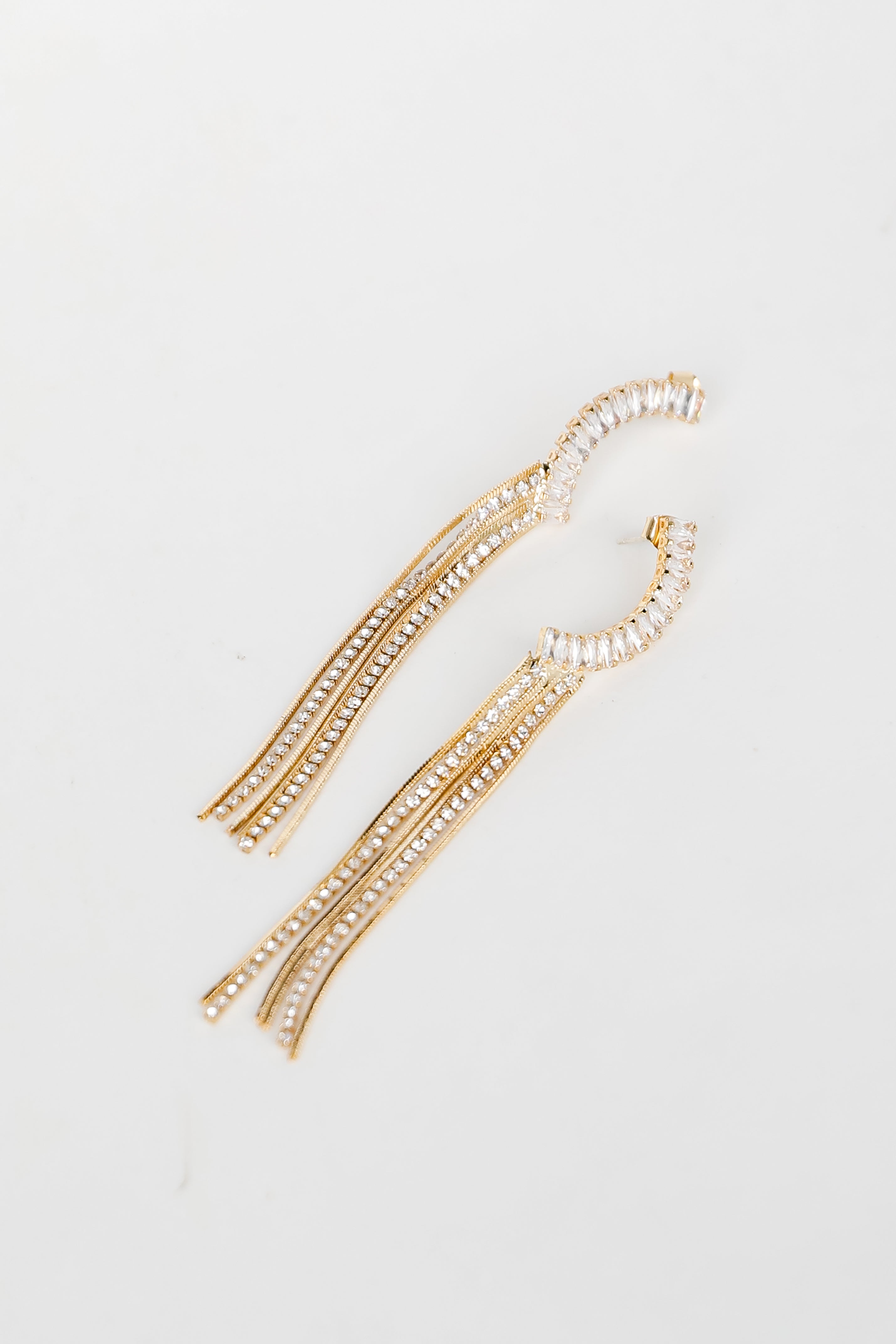 FINAL SALE - Raven Gold Rhinestone Fringe Earrings