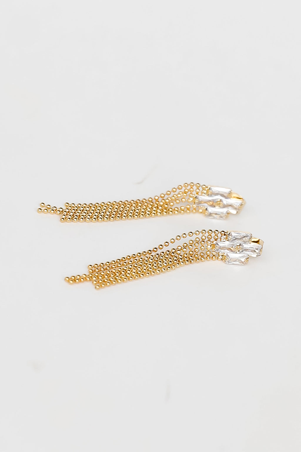 FINAL SALE - Kira Gold Rhinestone Beaded Fringe Earrings