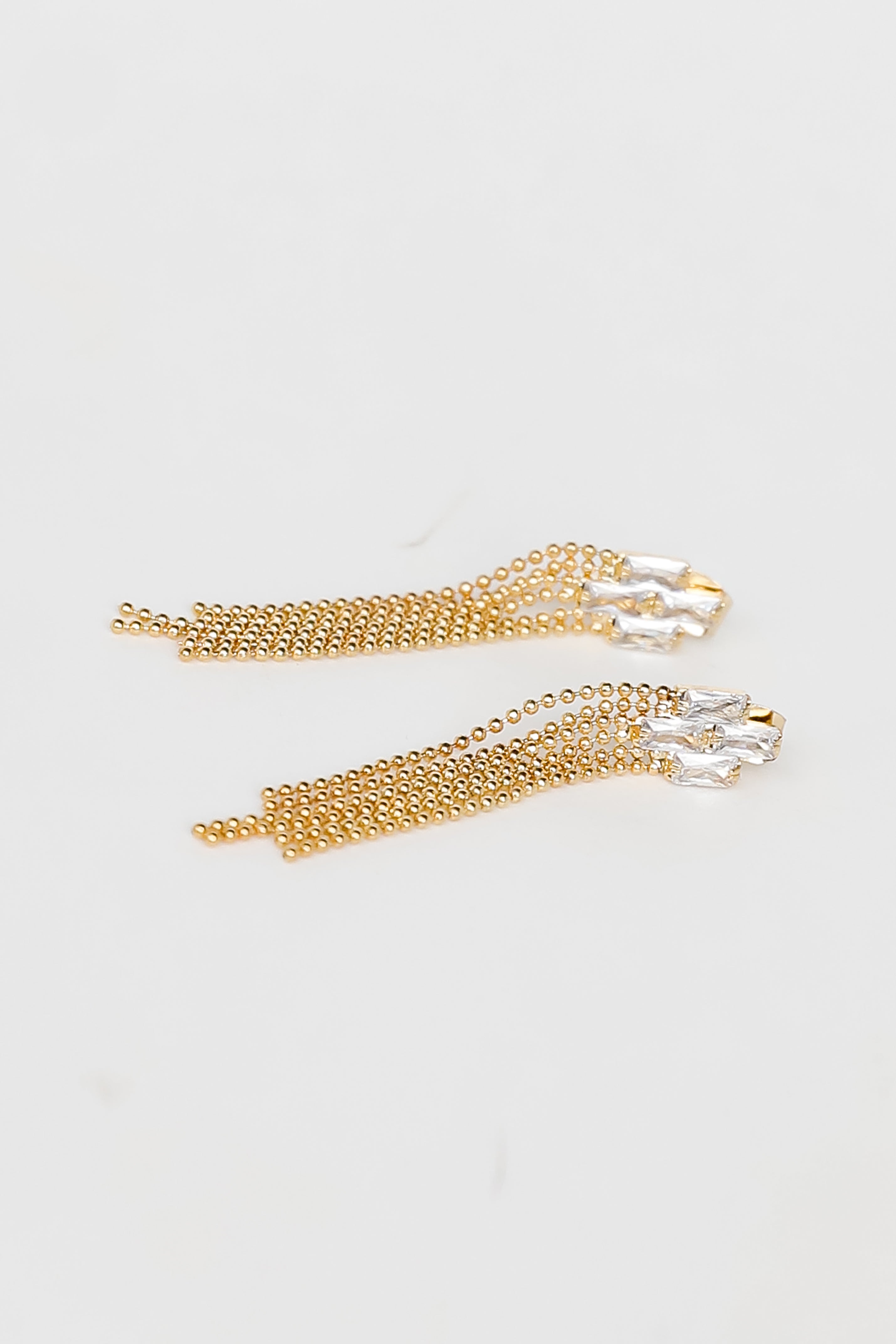 FINAL SALE - Kira Gold Rhinestone Beaded Fringe Earrings