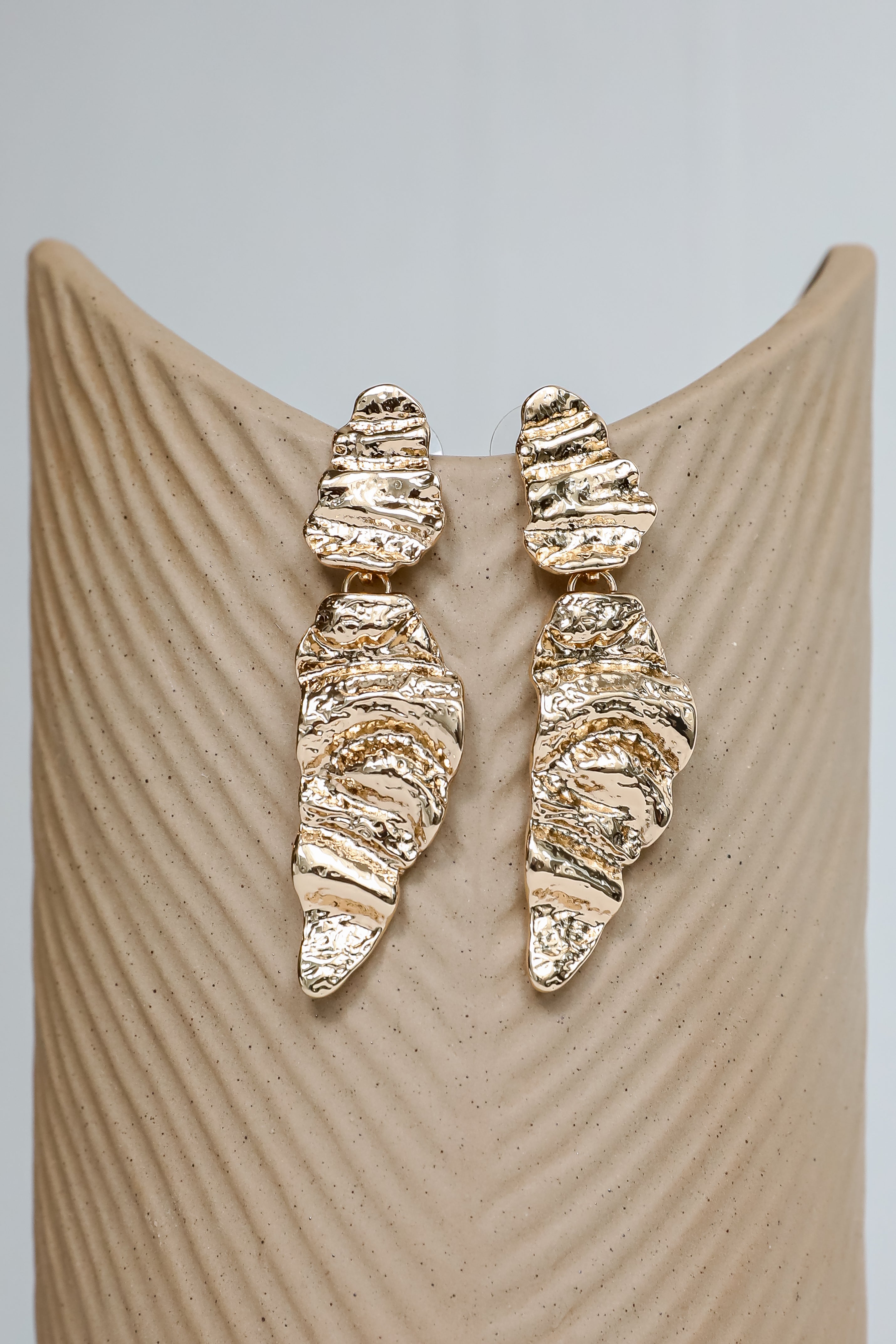 Julie Gold Hammered Drop Earrings