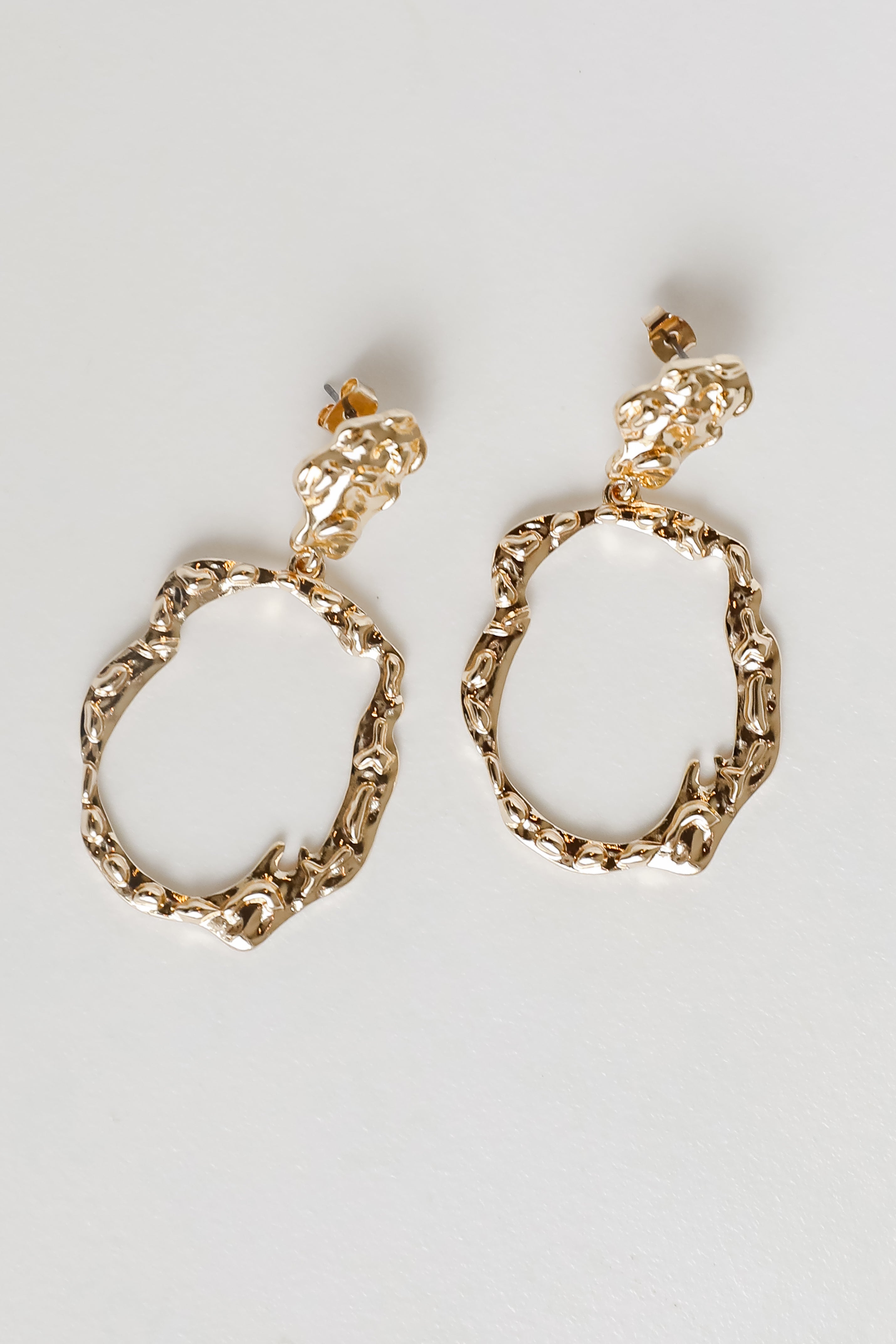 FINAL SALE - Samantha Gold Hammered Drop Earrings