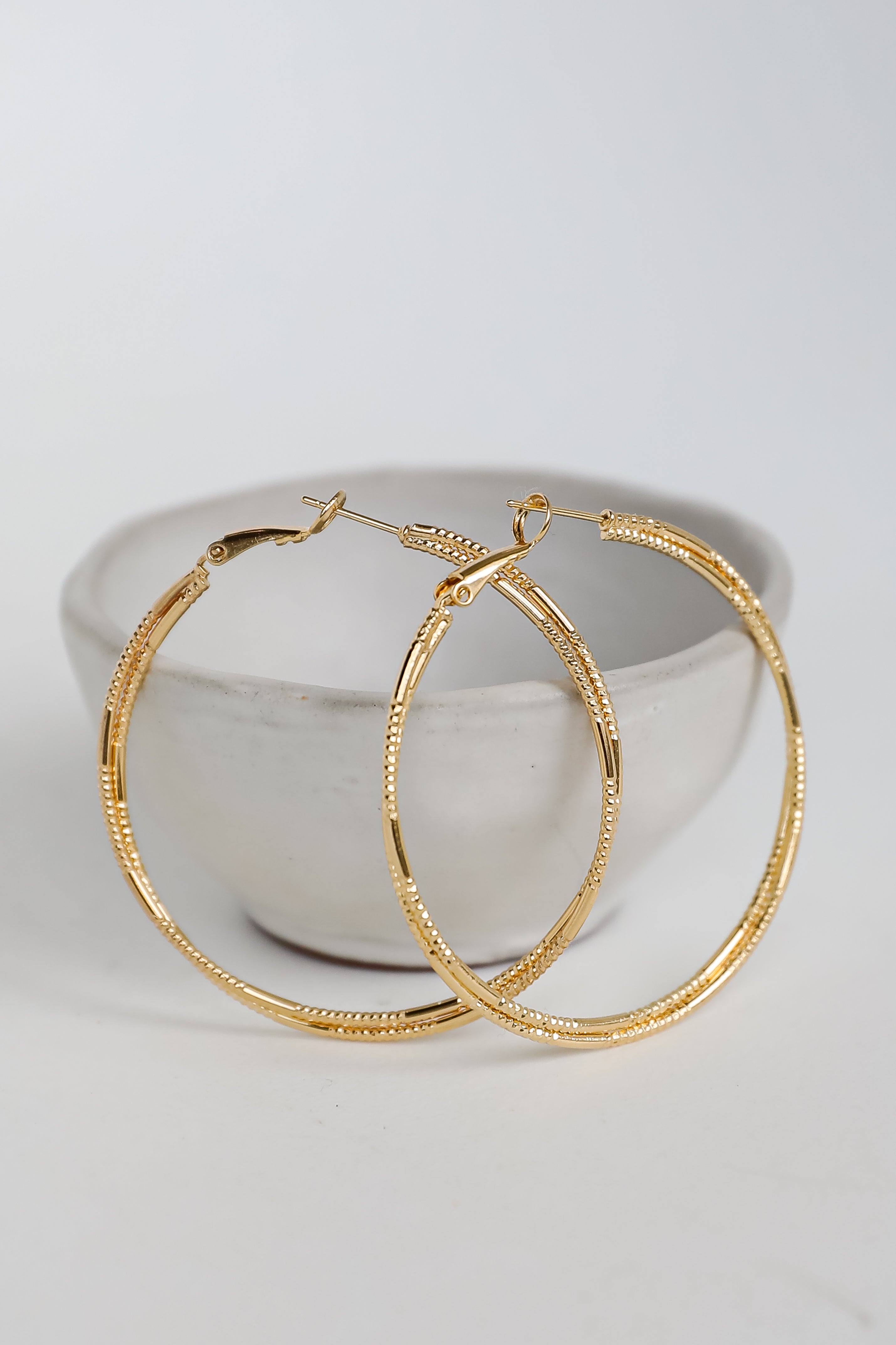 FINAL SALE - Lainey Gold Textured Double Hoop Earrings
