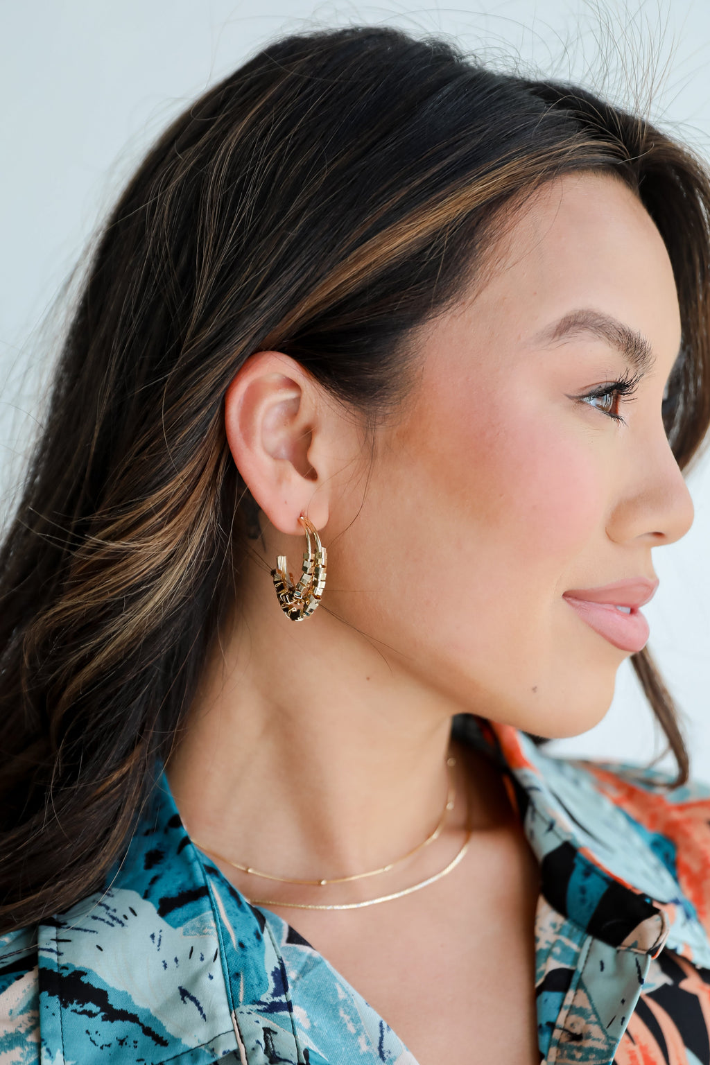 FINAL SALE - Gabby Gold Beaded Triple Hoop Earrings
