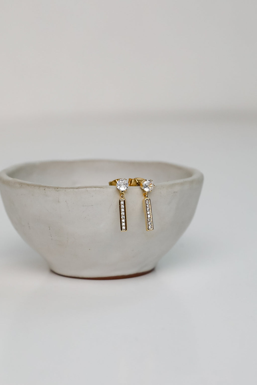 FINAL SALE - Serena Gold Rhinestone Bar Earrings