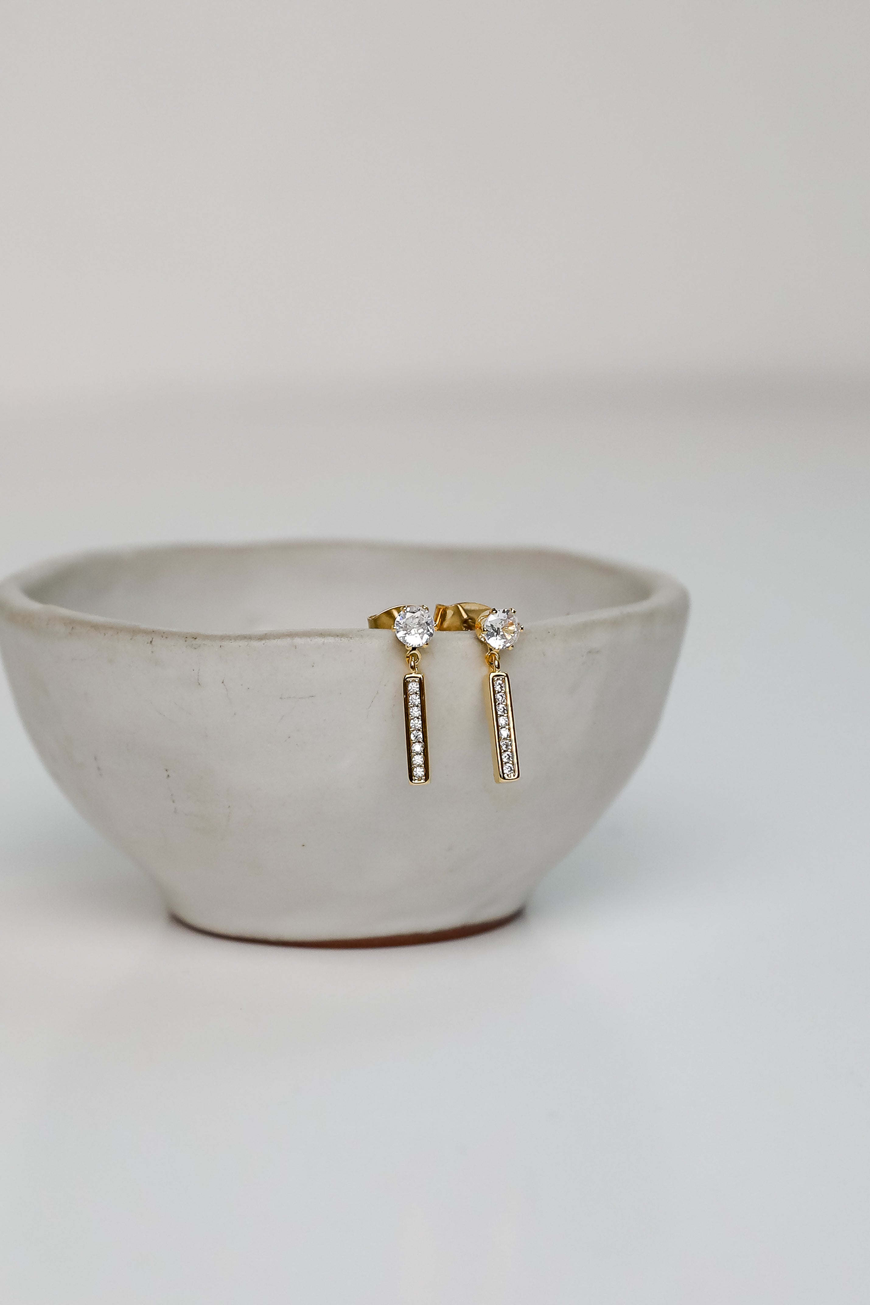 FINAL SALE - Serena Gold Rhinestone Bar Earrings