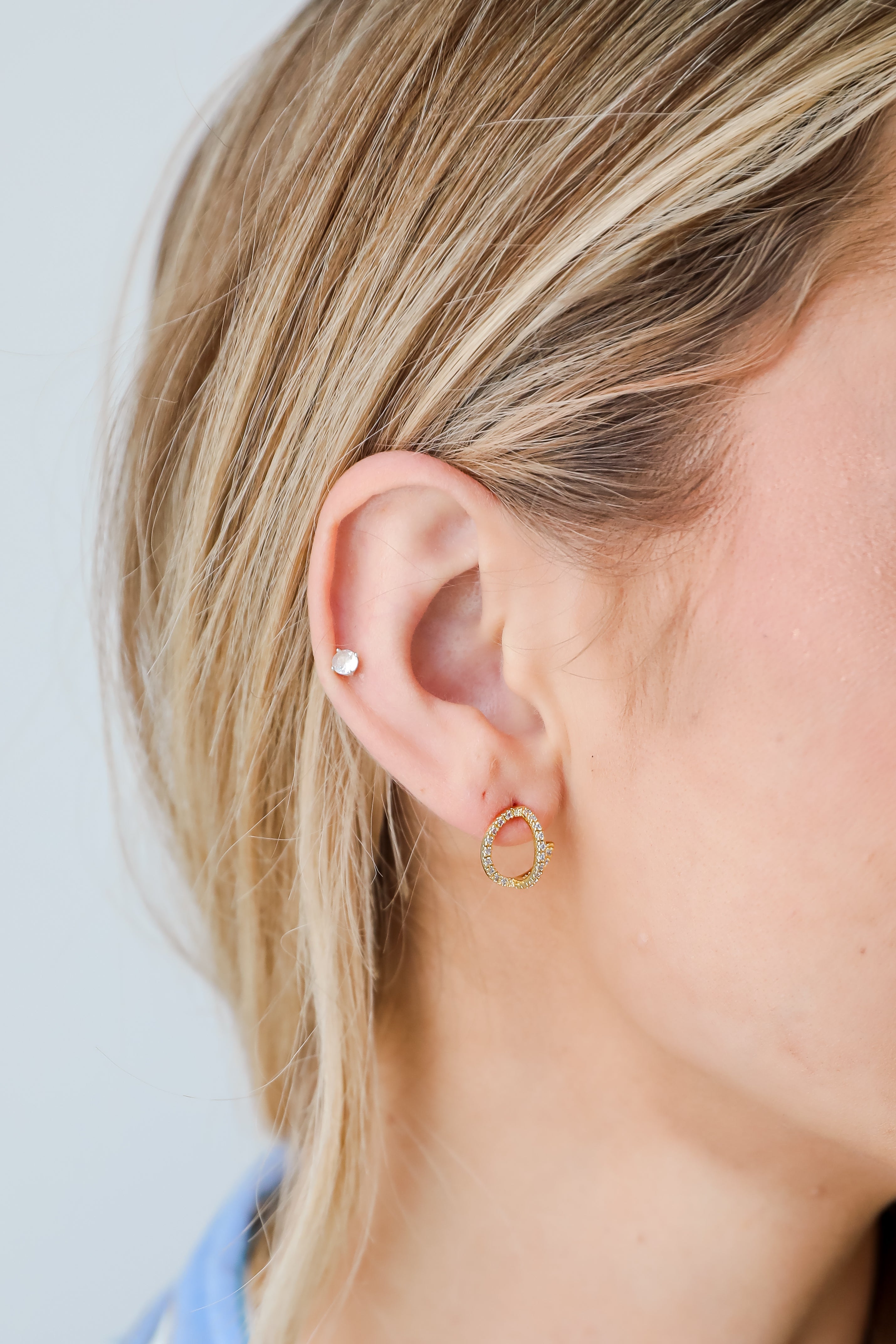 FINAL SALE - Natalie Gold Rhinestone Mini Hoop Earrings