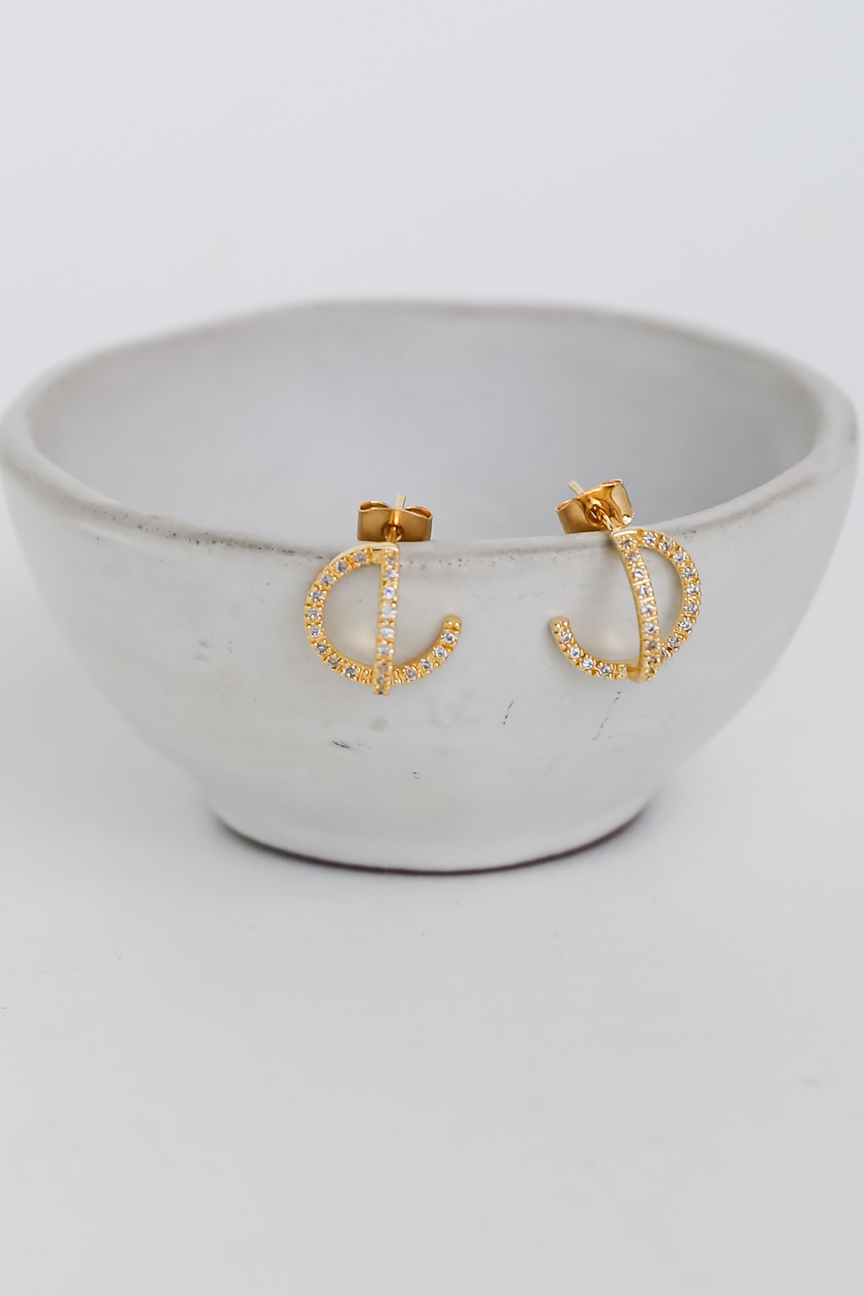 FINAL SALE - Natalie Gold Rhinestone Mini Hoop Earrings