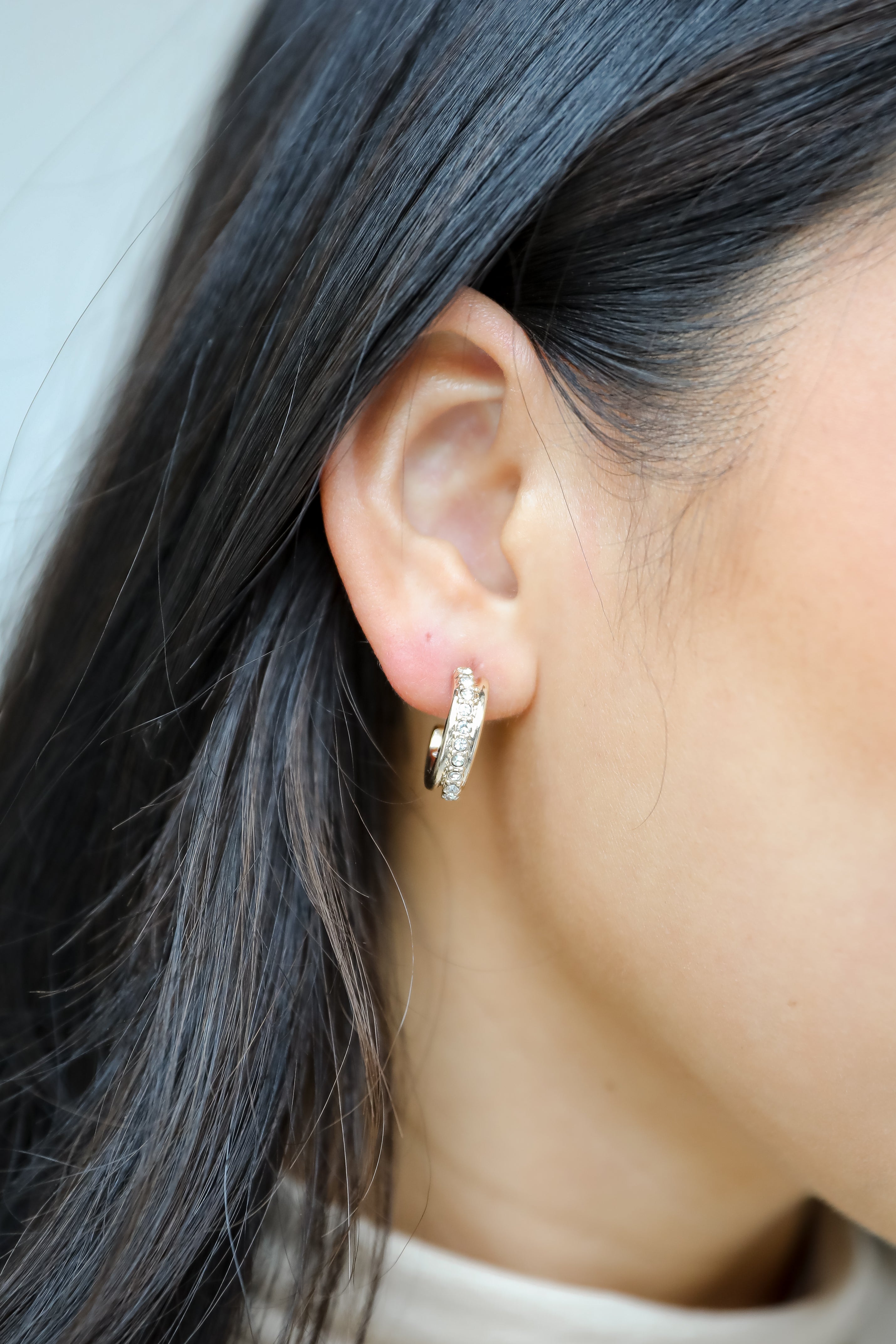 FINAL SALE - Presley Gold Rhinestone Hoop Earrings