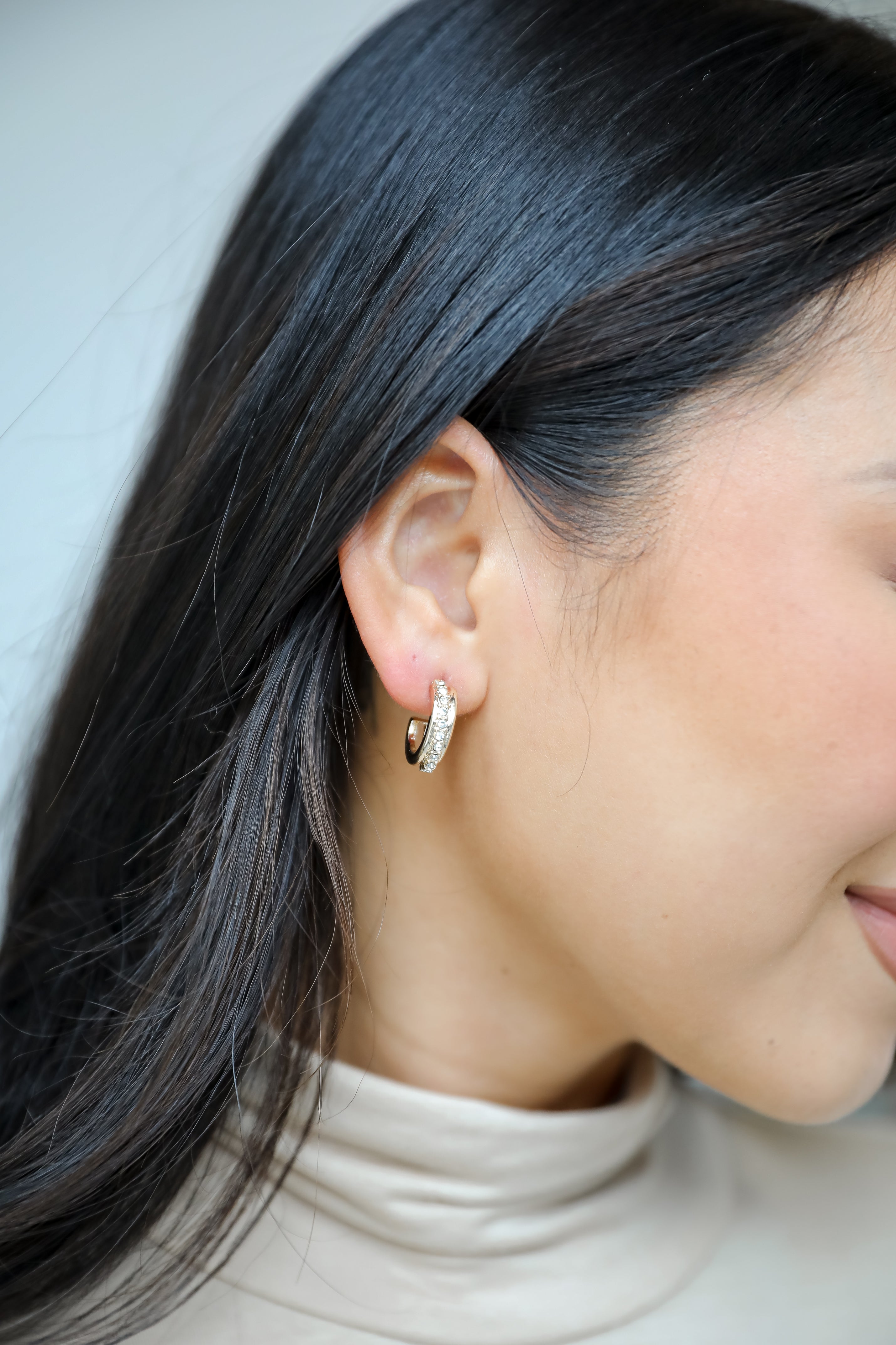 FINAL SALE - Presley Gold Rhinestone Hoop Earrings