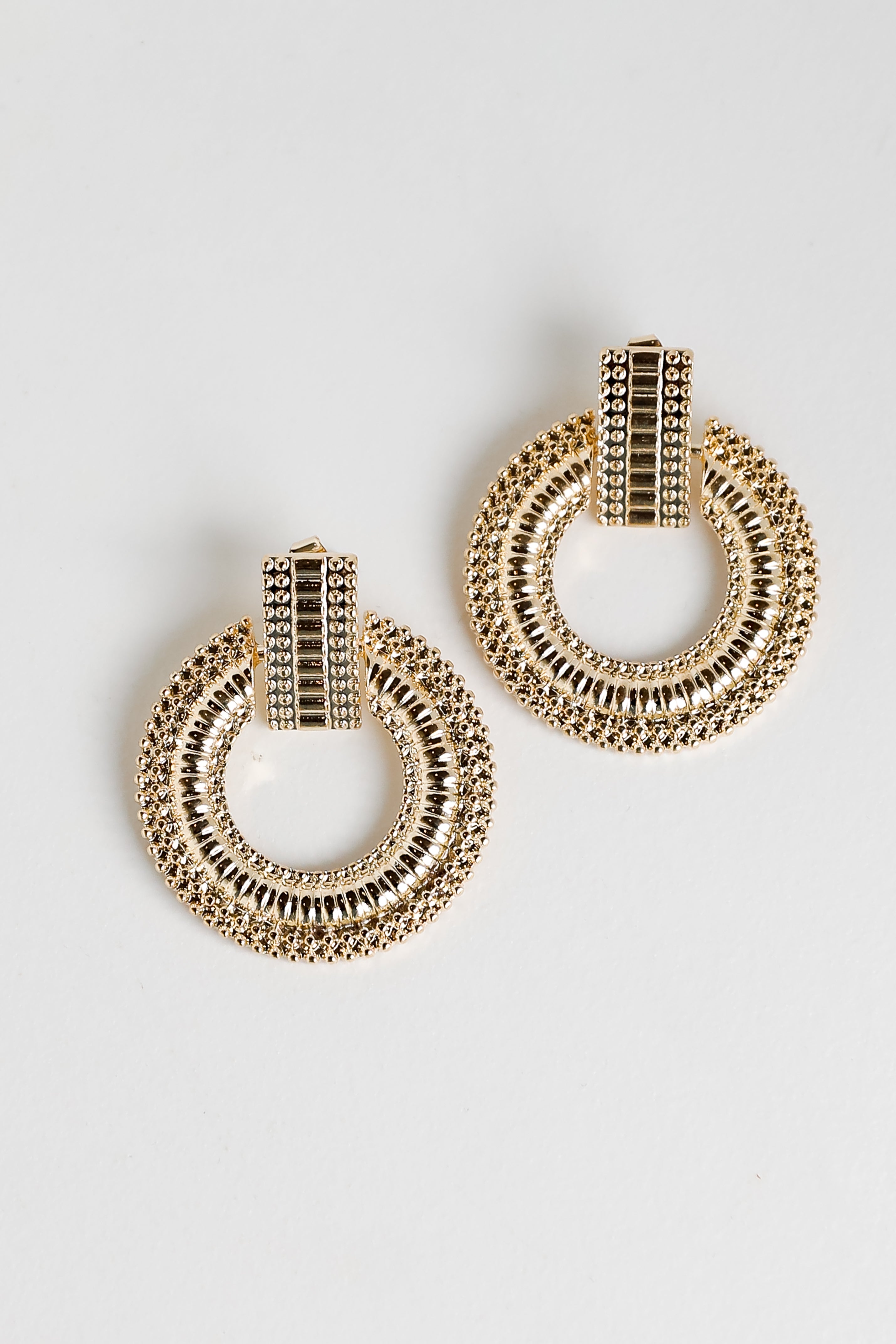 Melissa Gold Textured Statement Earrings
