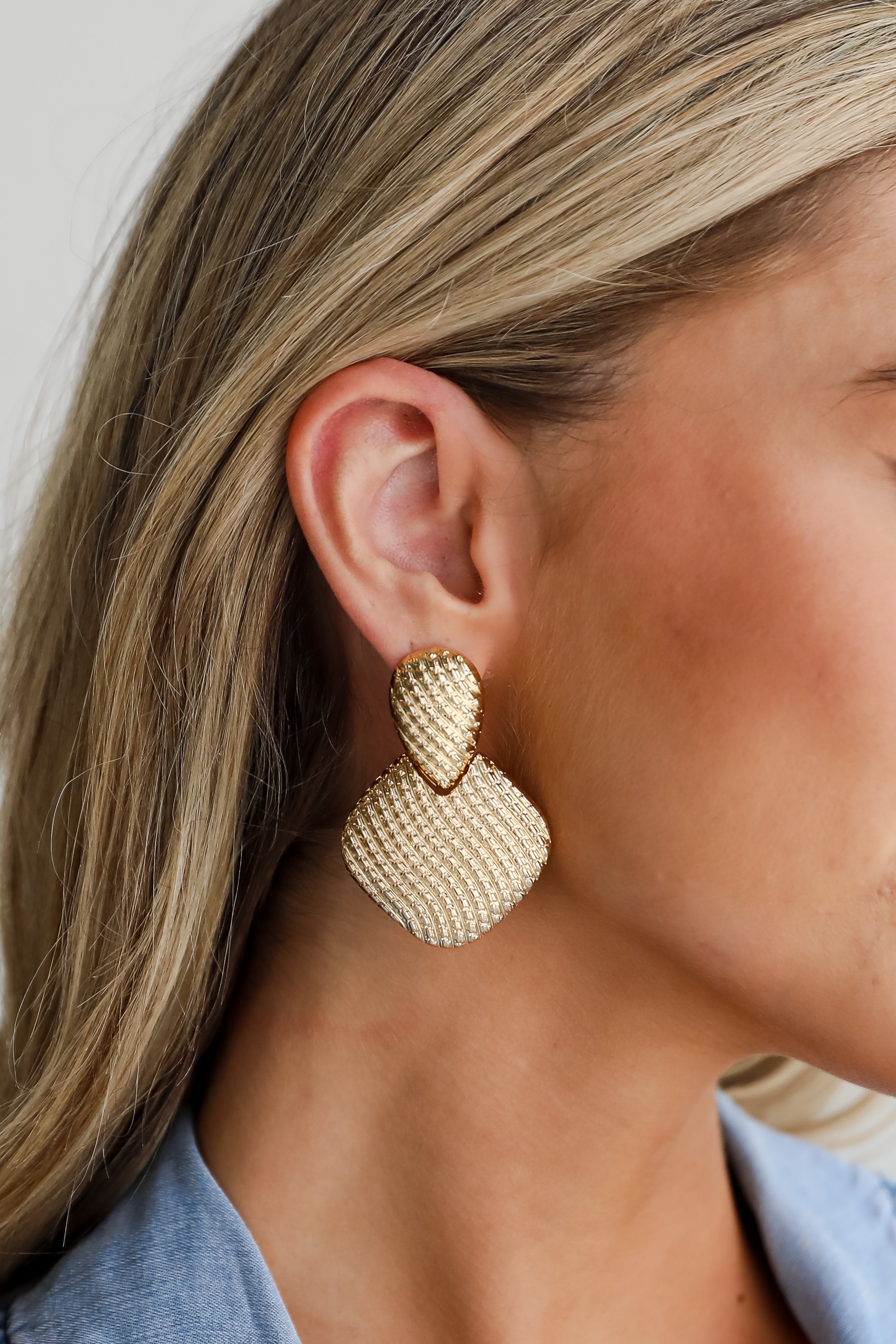 FINAL SALE - Natalie Gold Textured Statement Earrings