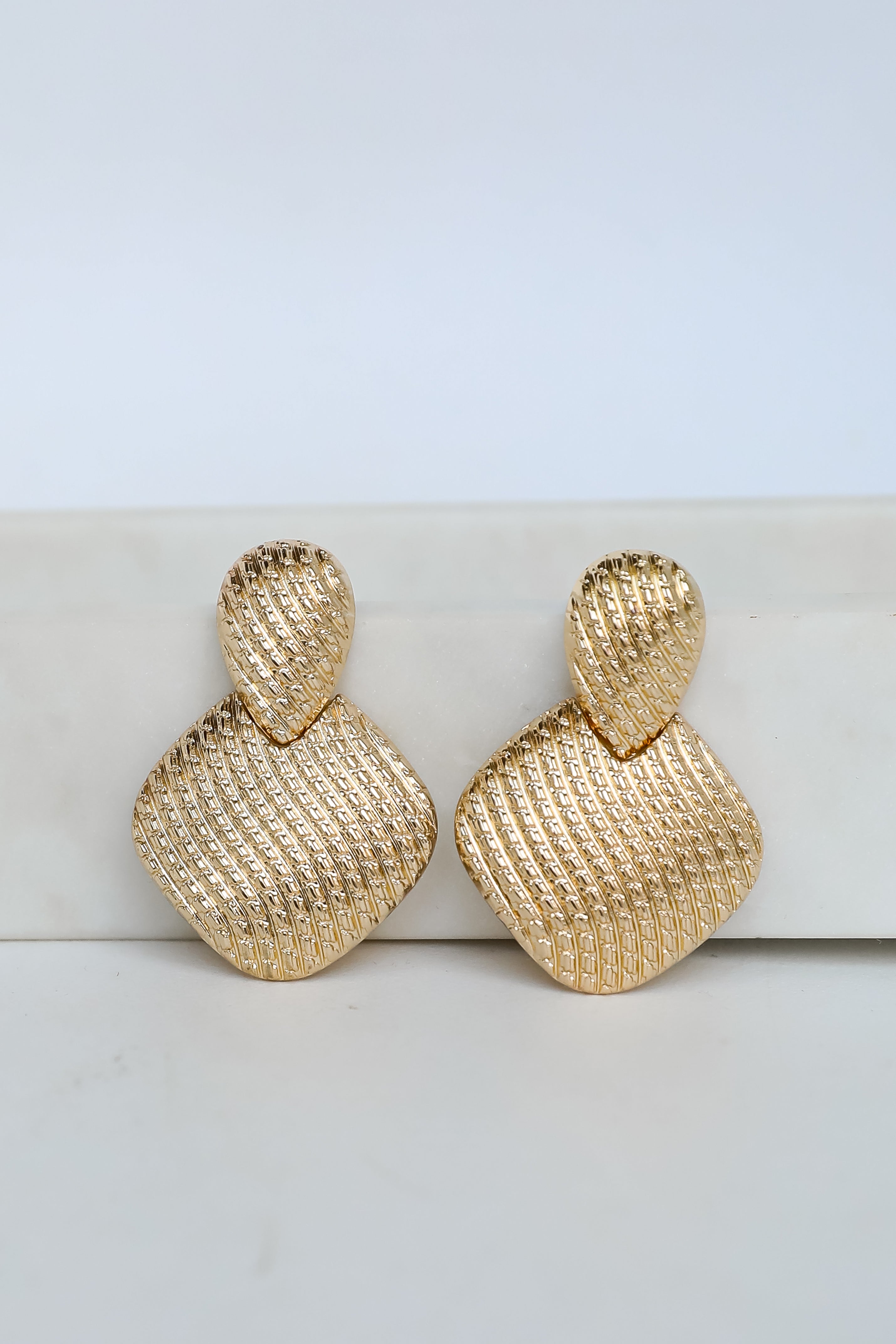 FINAL SALE - Natalie Gold Textured Statement Earrings