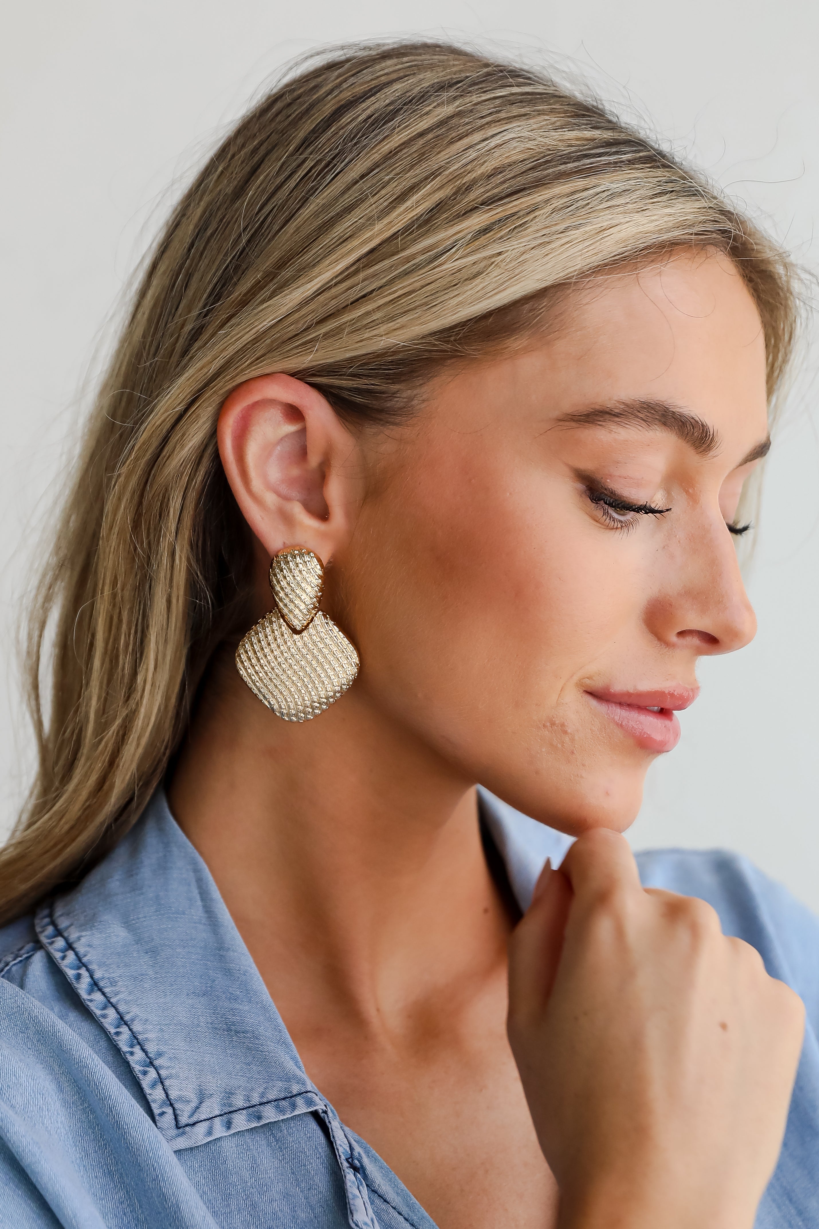 FINAL SALE - Natalie Gold Textured Statement Earrings