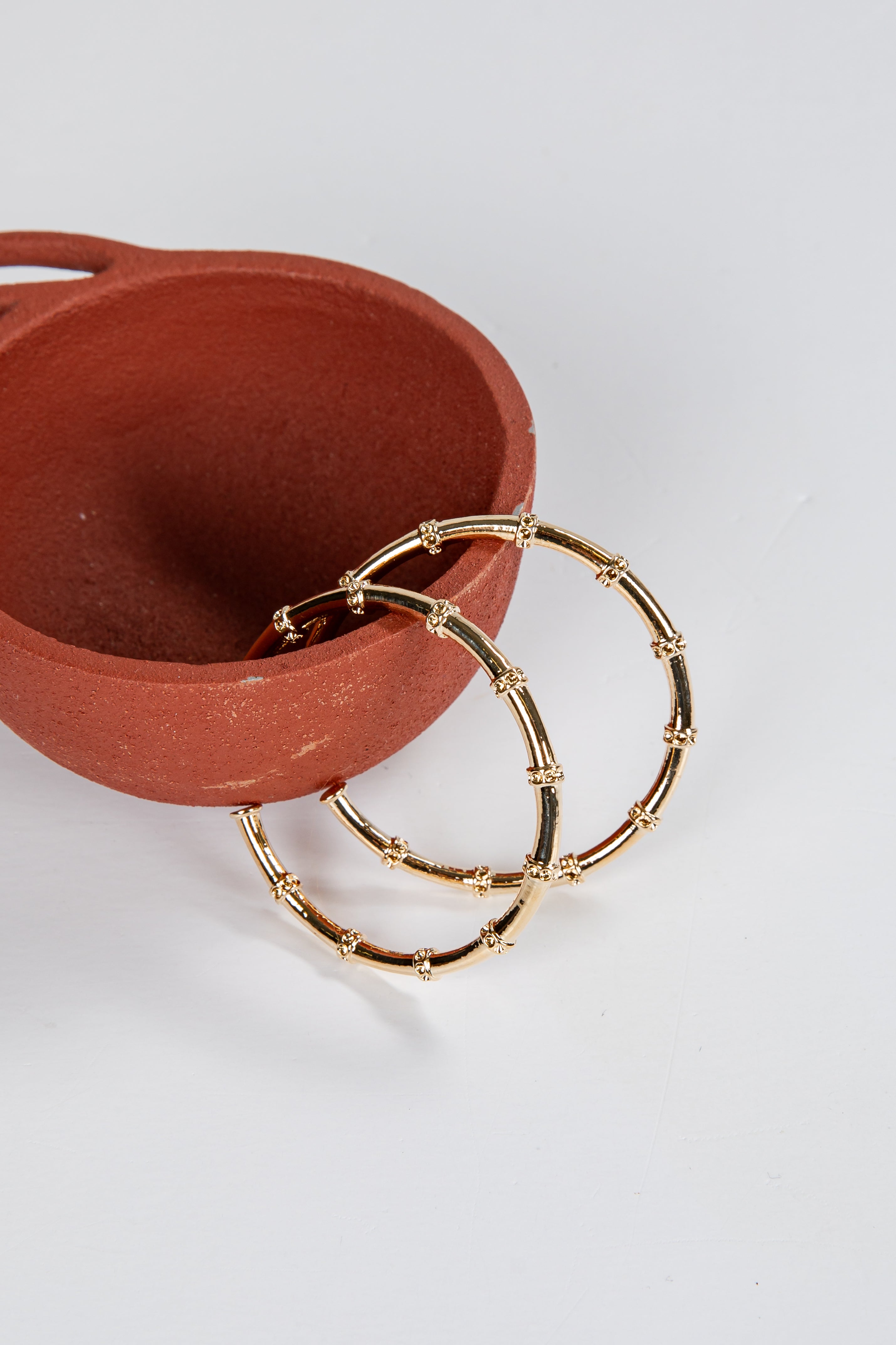 Michelle Gold Textured Hoop Earrings