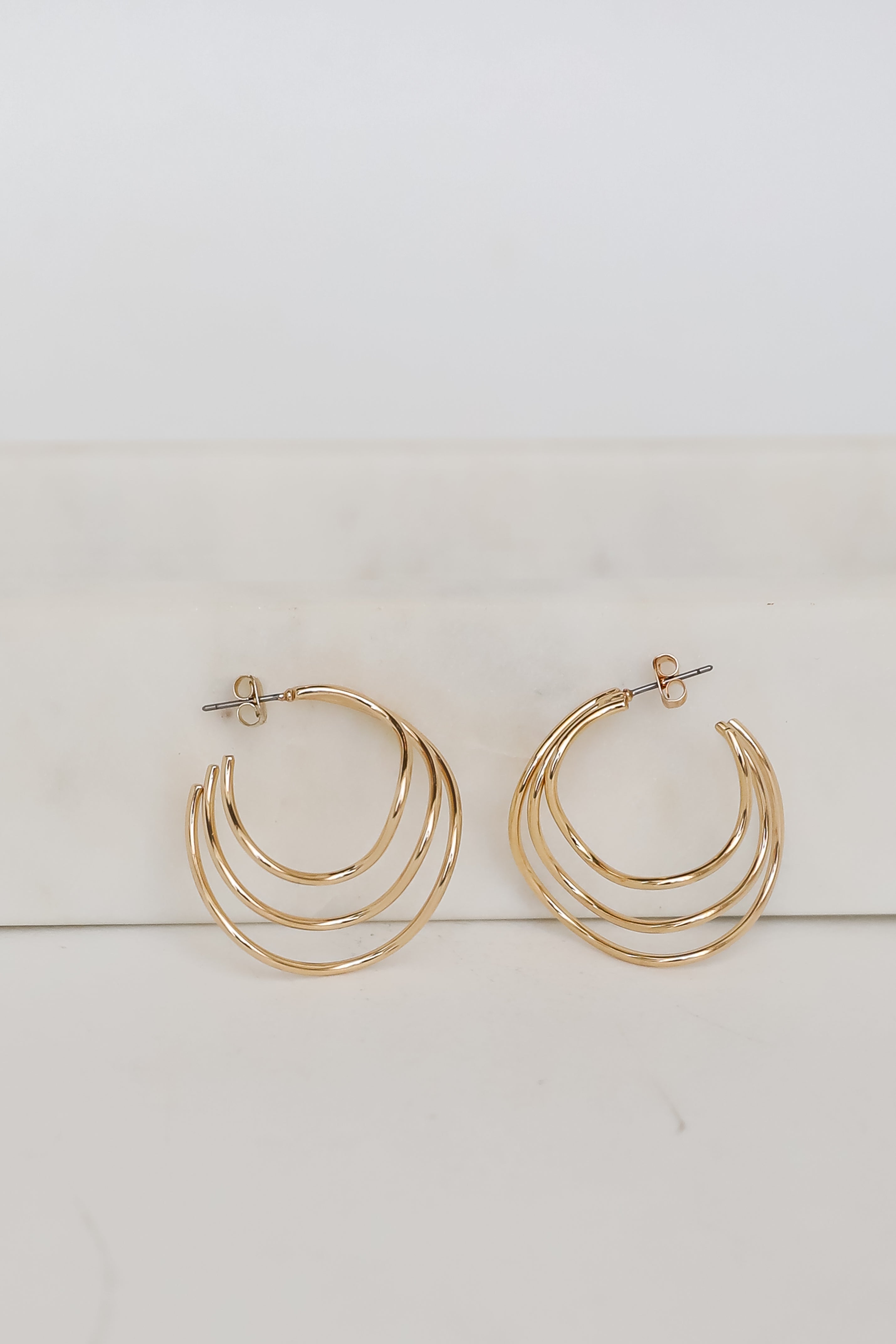 FINAL SALE - Tori Gold Triple Hoop Earrings