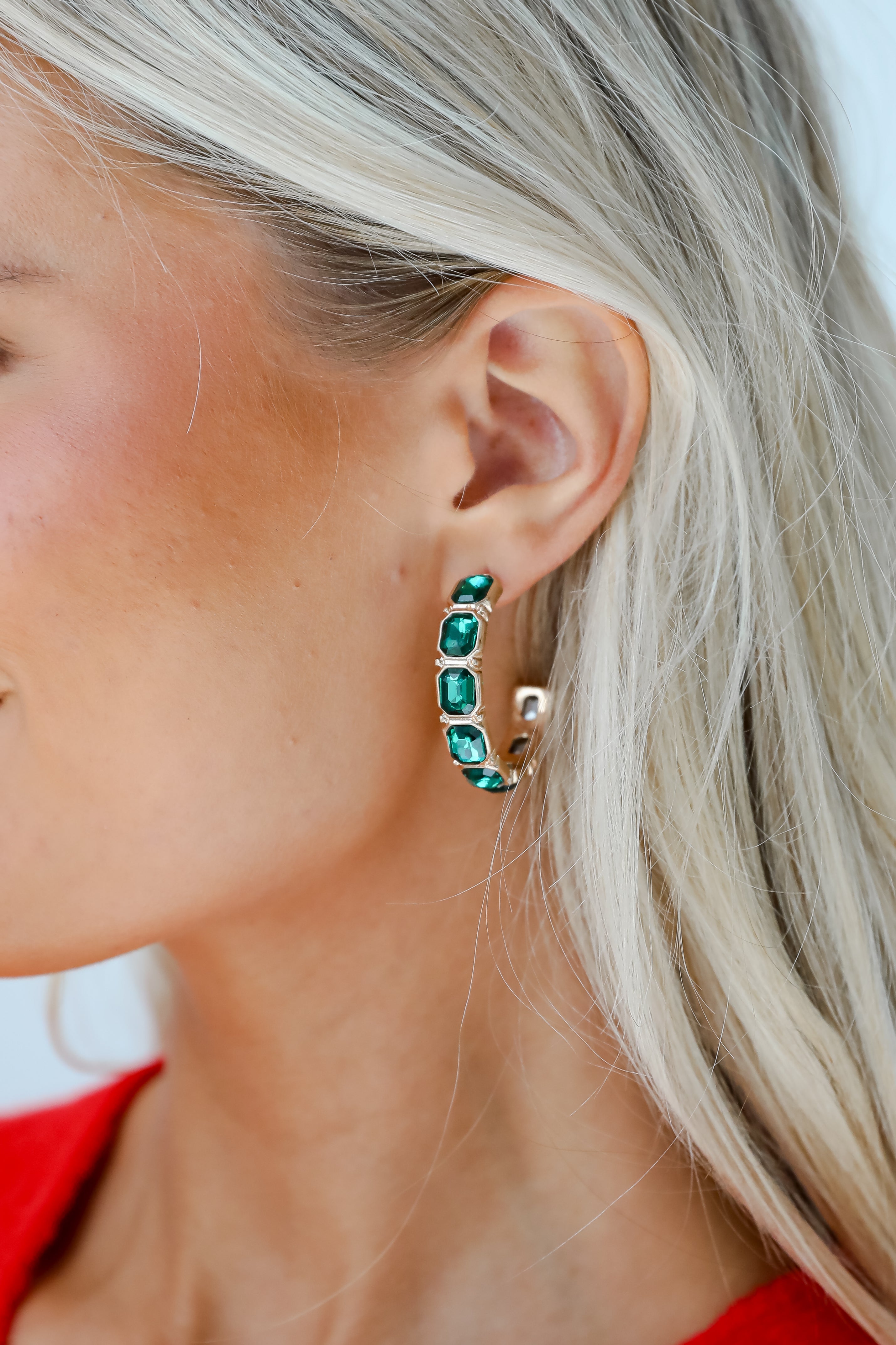 FINAL SALE - Marlee Green Gemstone Hoop Earrings