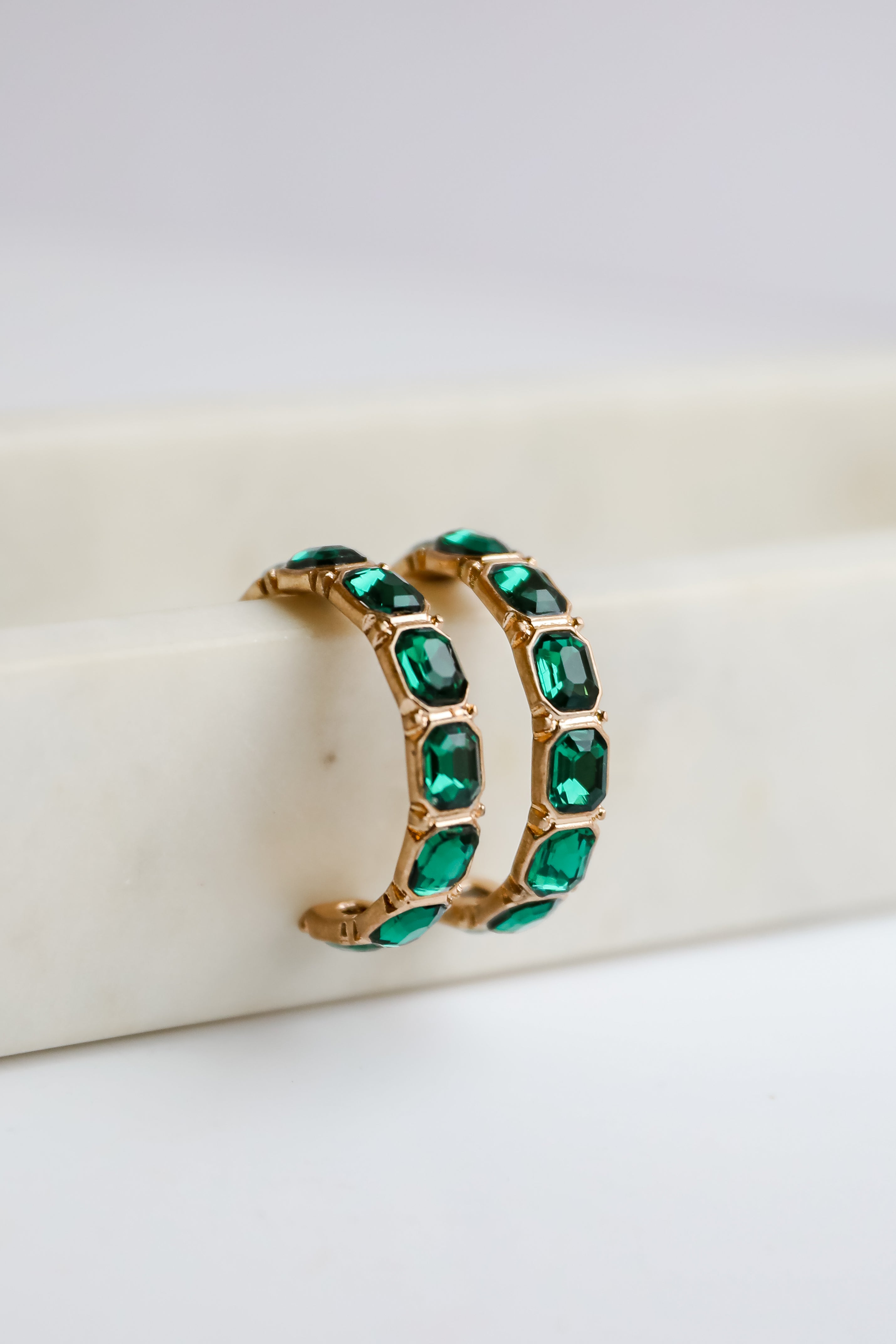 FINAL SALE - Marlee Green Gemstone Hoop Earrings