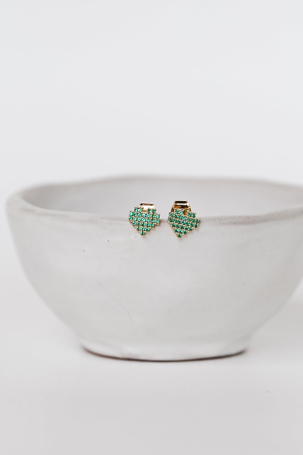 FINAL SALE - Mary Green Rhinestone Heart Stud Earrings